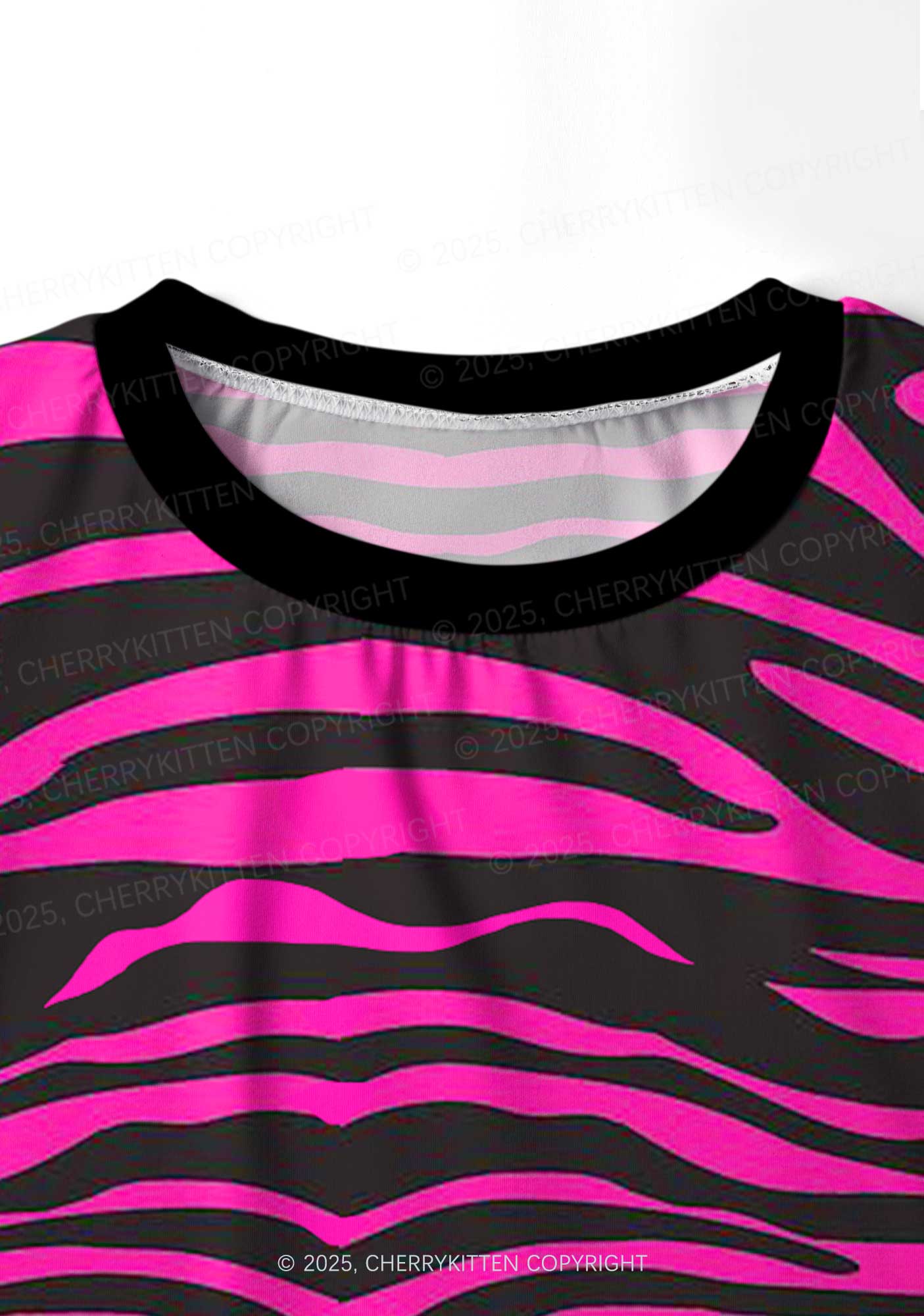 Pink Wave Y2K Print Long Sleeve Pajama Set Cherrykitten - Image 5