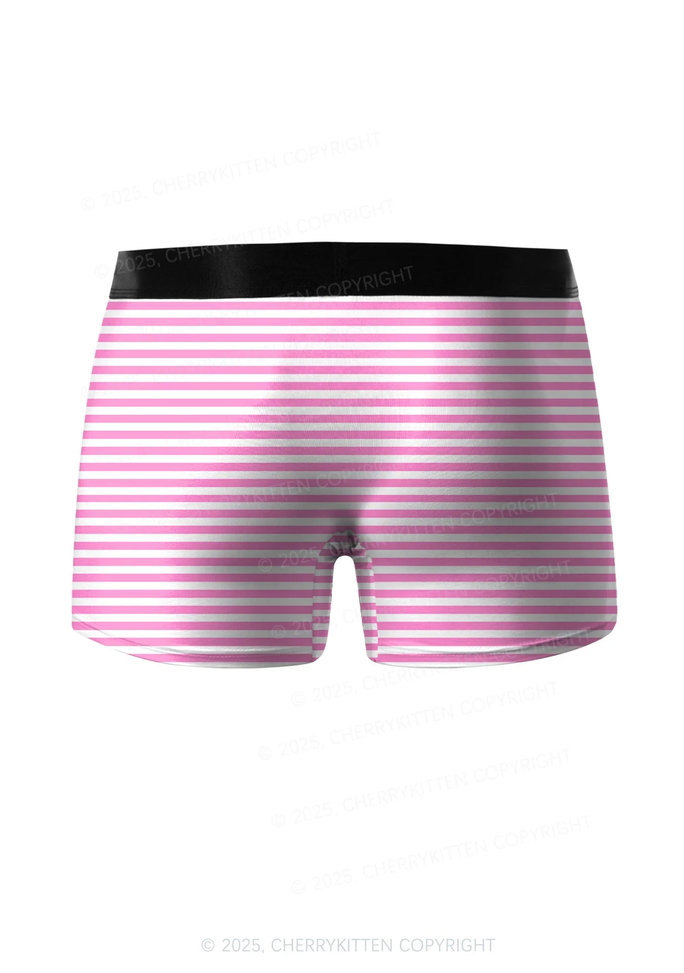 Pink White Stripe Valentine's Day Y2K Print Couples Boxer Thong Set Cherrykitten - Image 5