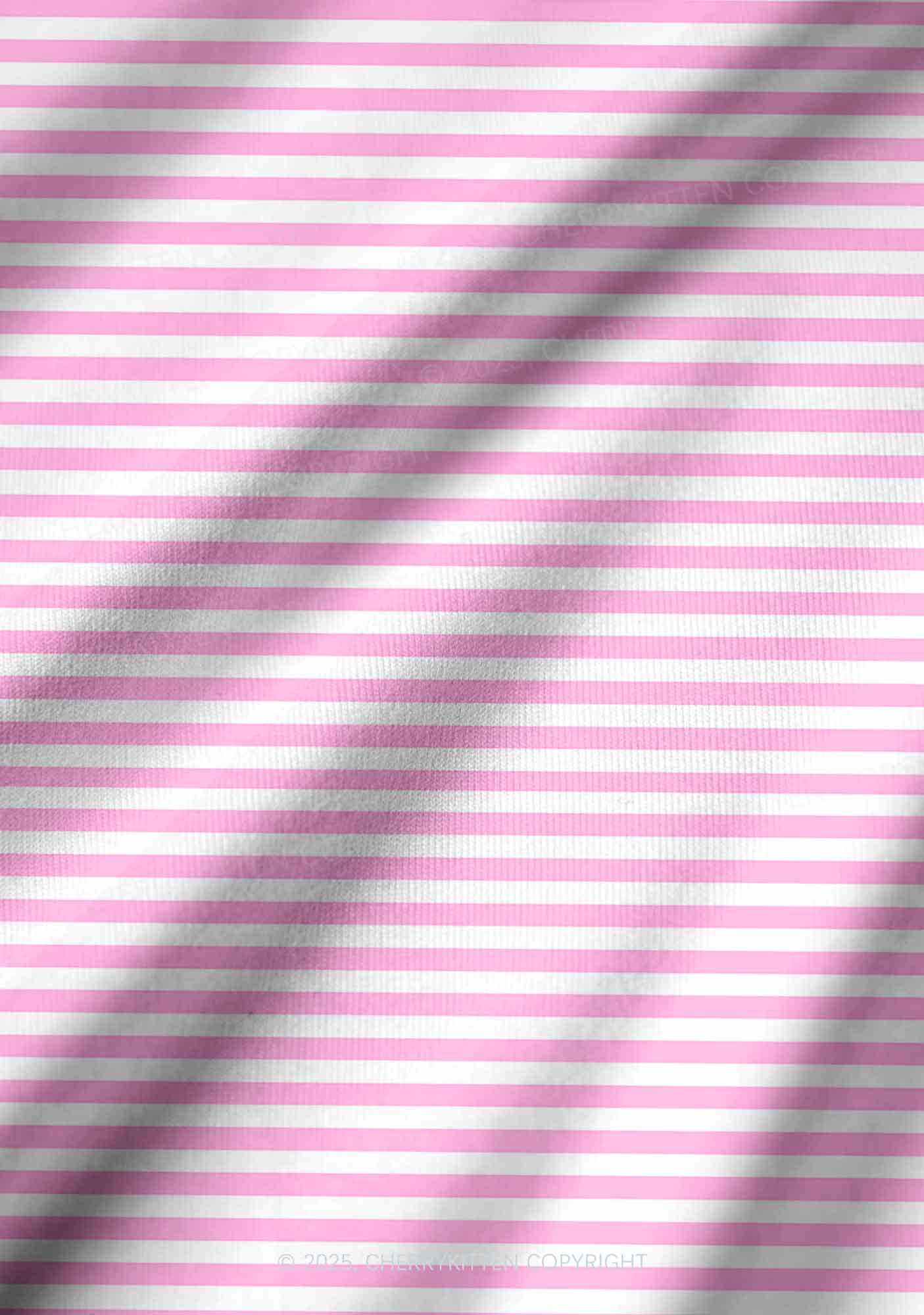 Pink White Stripe Valentine's Day Y2K Print Long Sleeve Pajama Set Cherrykitten - Image 3