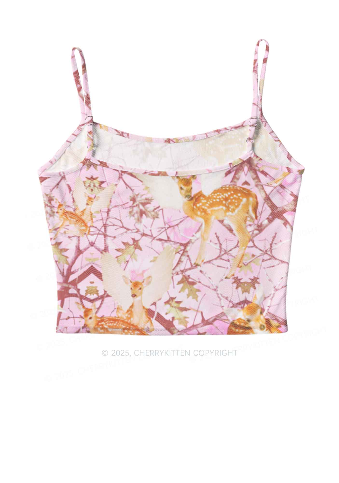 Pink Wood Deer Y2K Mesh Cami Tank Cherrykitten - Image 3
