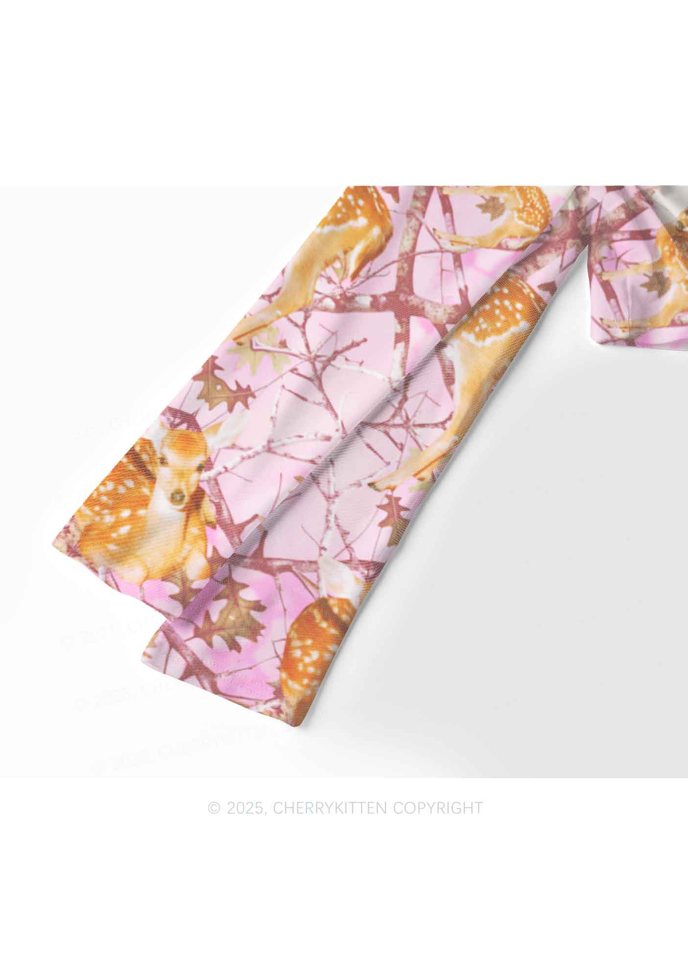 Pink Wood Deer Y2K Mesh Long Sleeve Crop Top Cherrykitten - Image 4