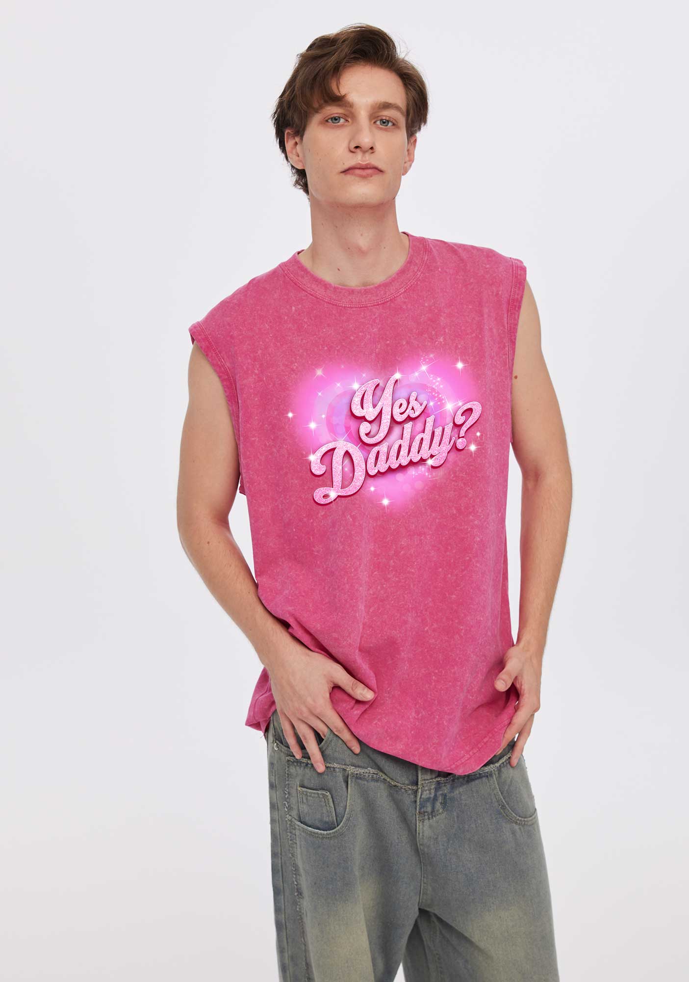 Pink Yes Daddy Y2K Valentine's Day Washed Tank Cherrykitten - Image 3