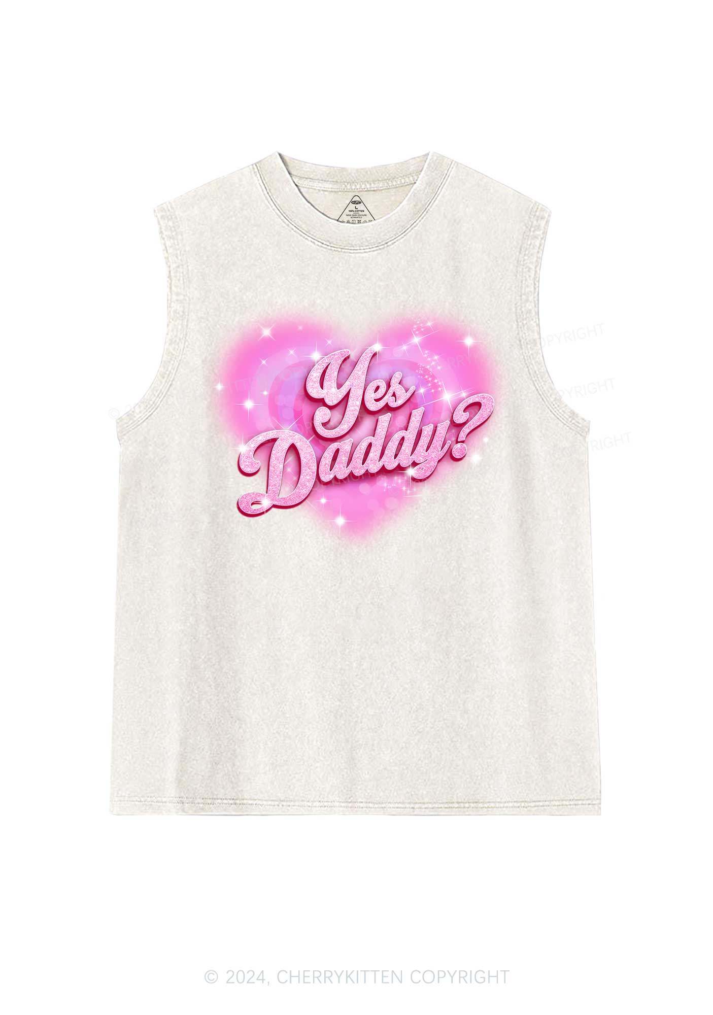 Pink Yes Daddy Y2K Valentine's Day Washed Tank Cherrykitten - Image 4