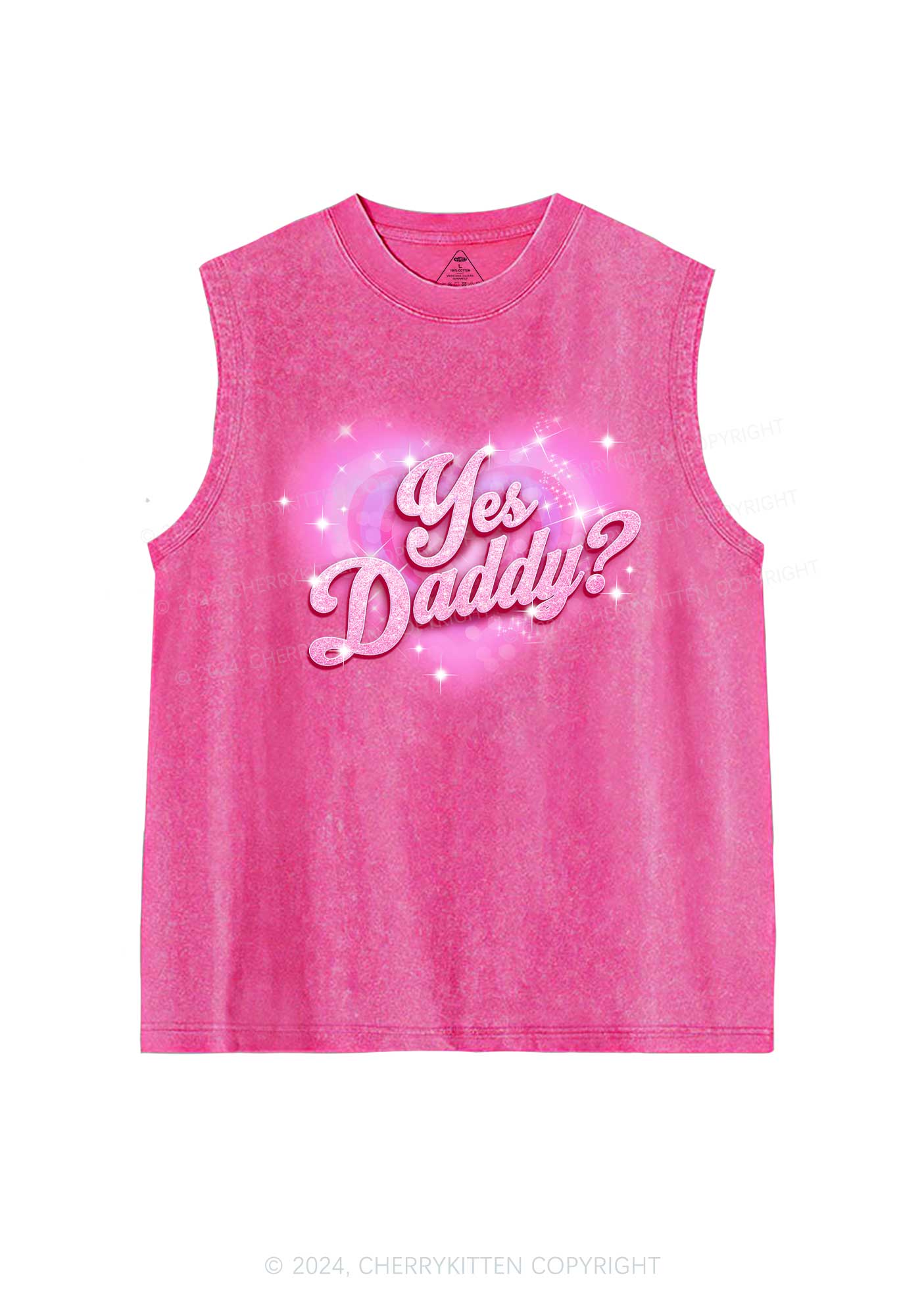 Pink Yes Daddy Y2K Valentine's Day Washed Tank Cherrykitten - Image 5
