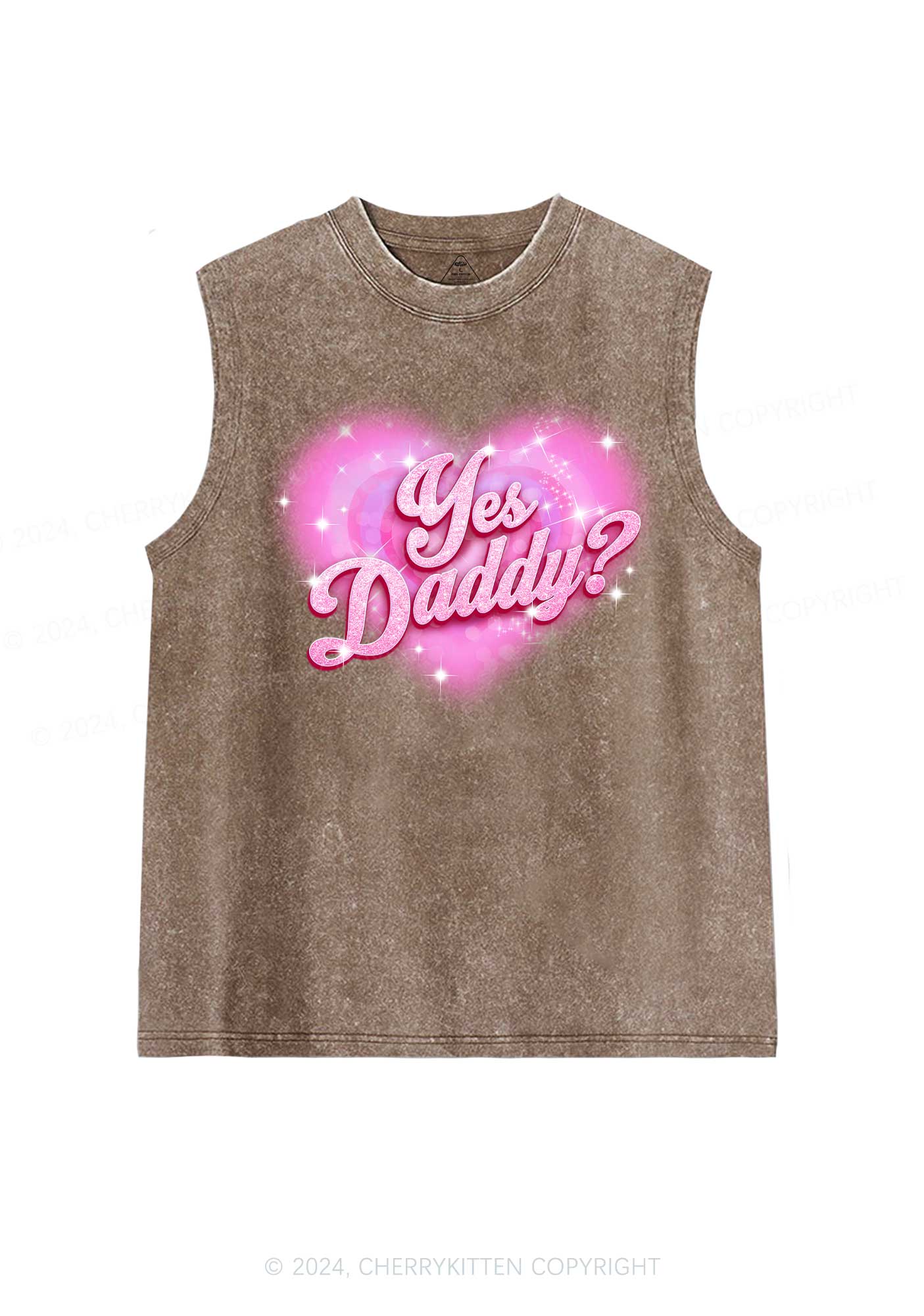Pink Yes Daddy Y2K Valentine's Day Washed Tank Cherrykitten - Image 6