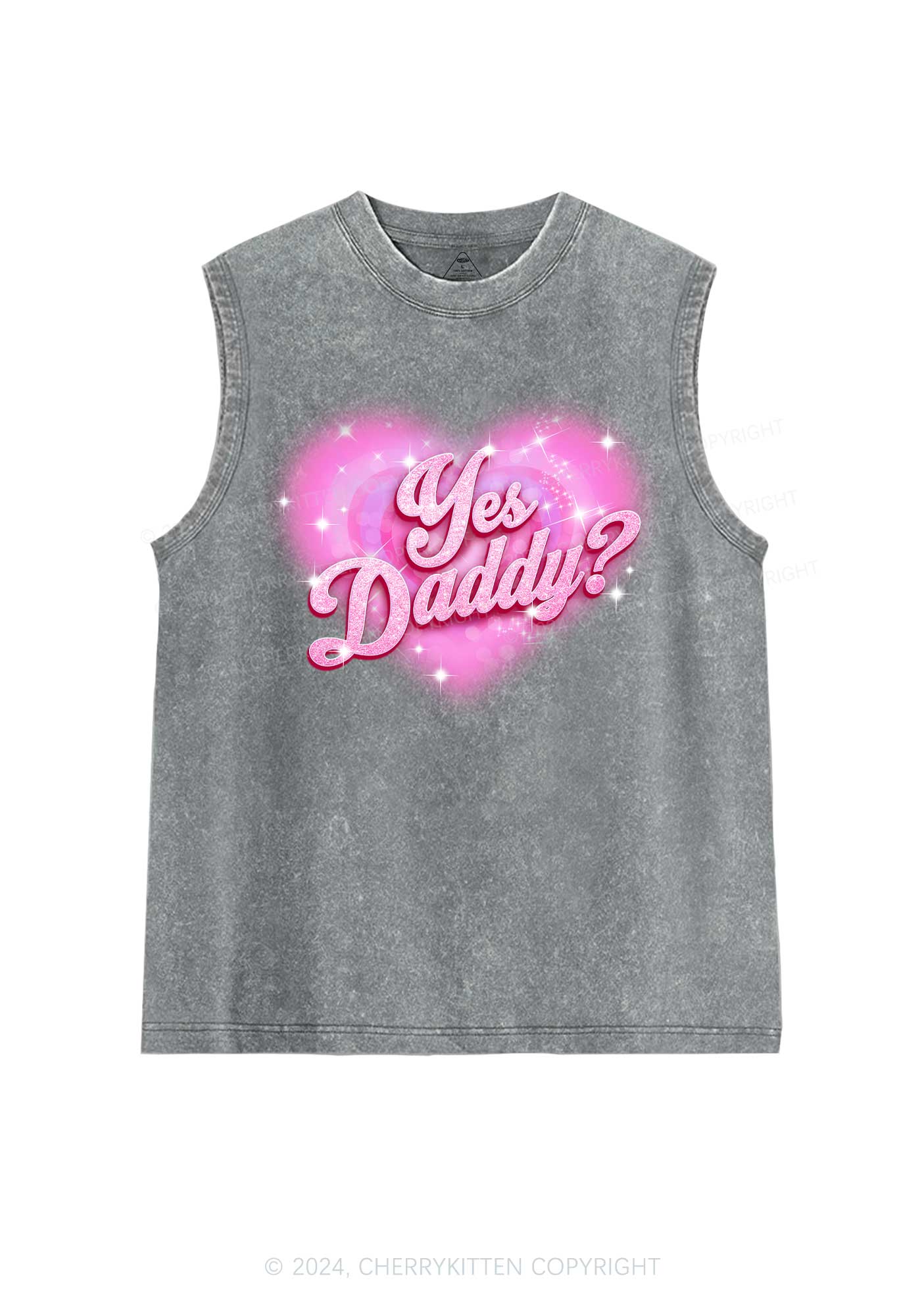 Pink Yes Daddy Y2K Valentine's Day Washed Tank Cherrykitten - Image 7