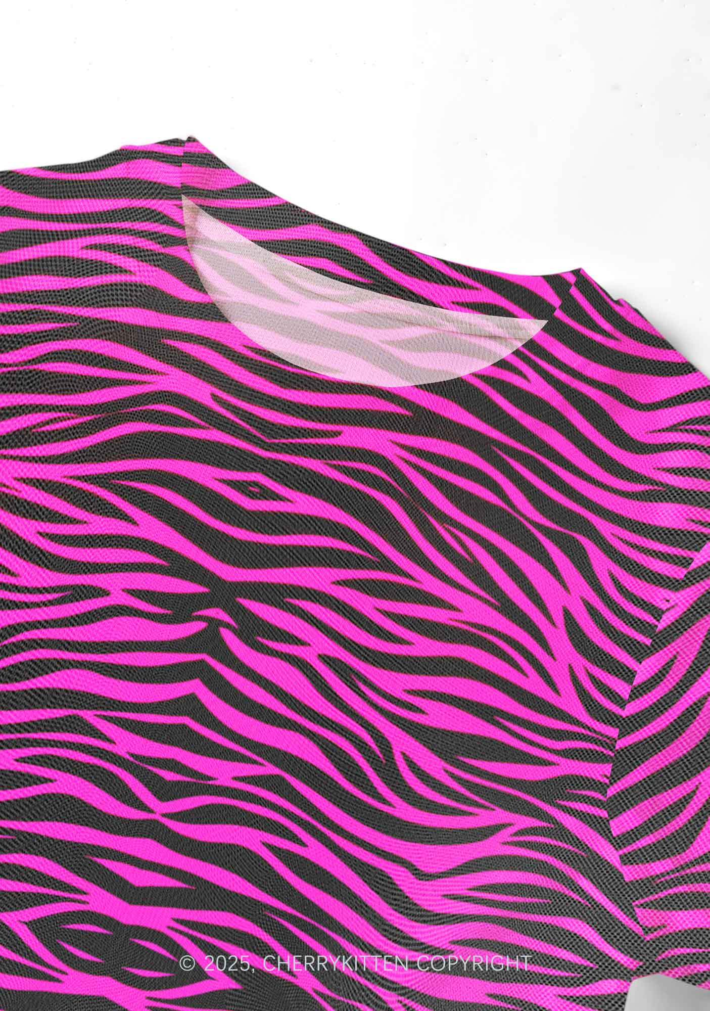 Pink Zebra Y2K Mesh Crop Top Cherrykitten - Image 2