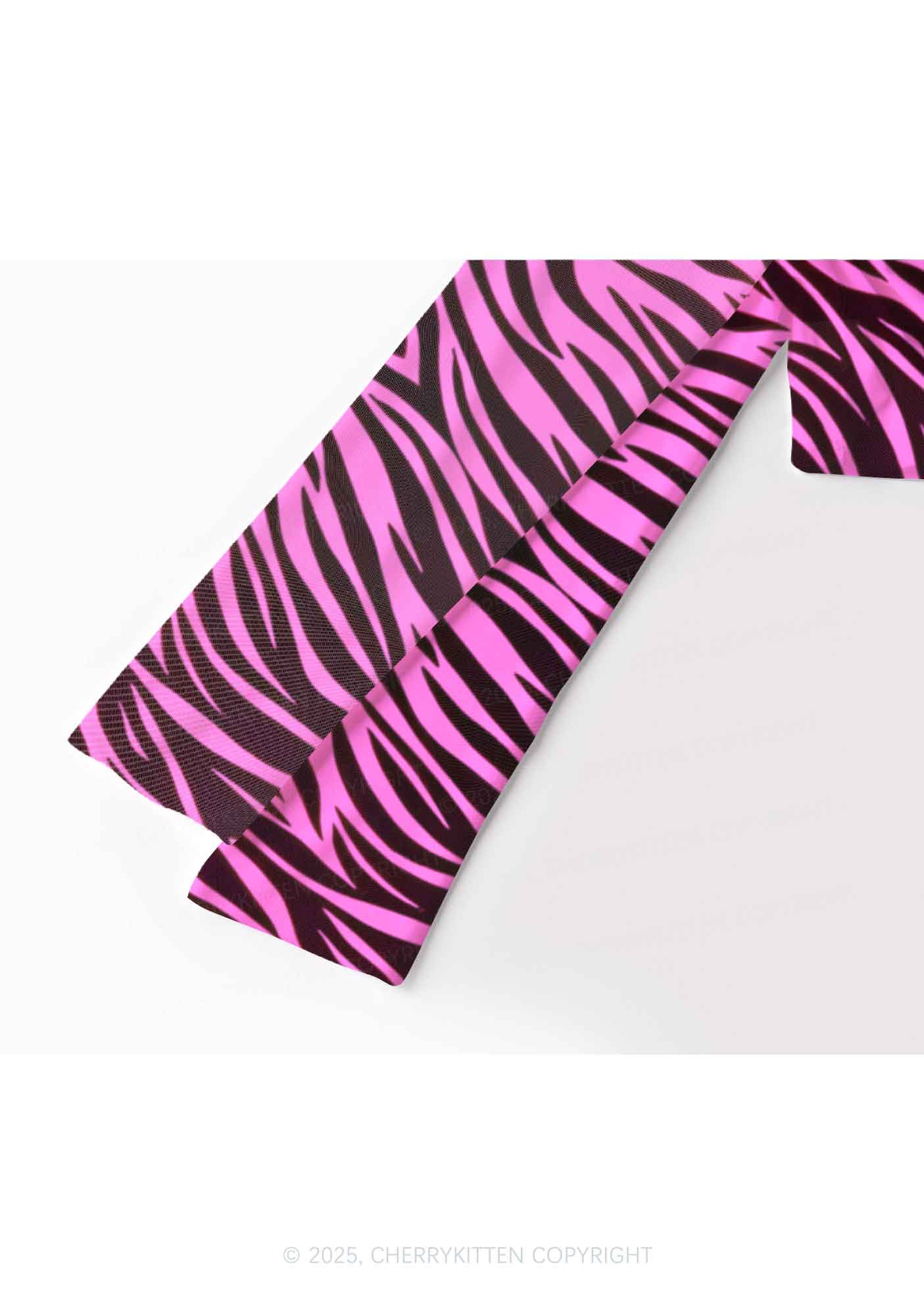 Pink Zebra Y2K Mesh Long Sleeve Crop Top Cherrykitten - Image 3