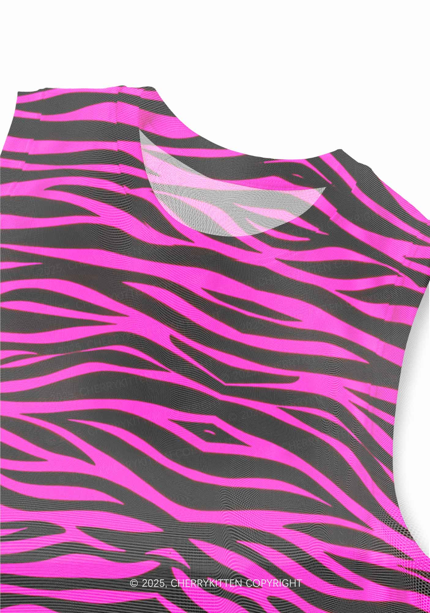 Pink Zebra Y2K Mesh Muscle Tank Cherrykitten - Image 2