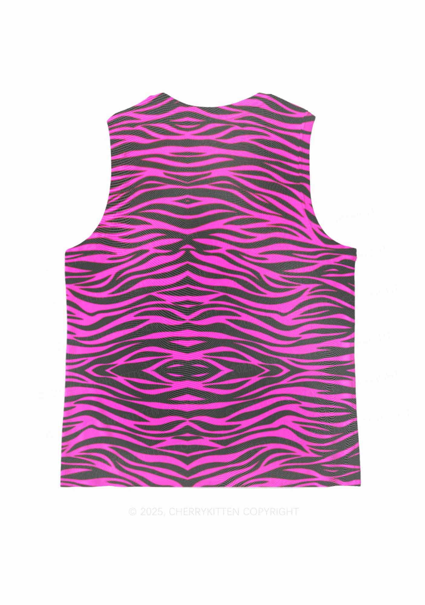 Pink Zebra Y2K Mesh Muscle Tank Cherrykitten - Image 3