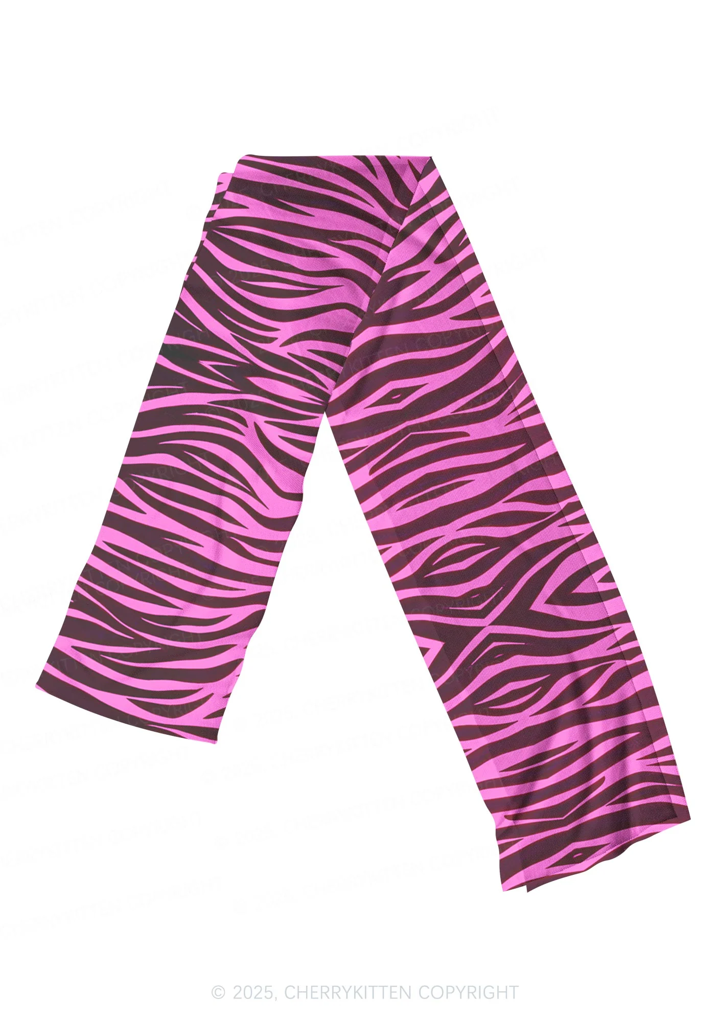 Pink Zebra Y2K Mesh Slip Dress With Scarf Set Cherrykitten - Image 4