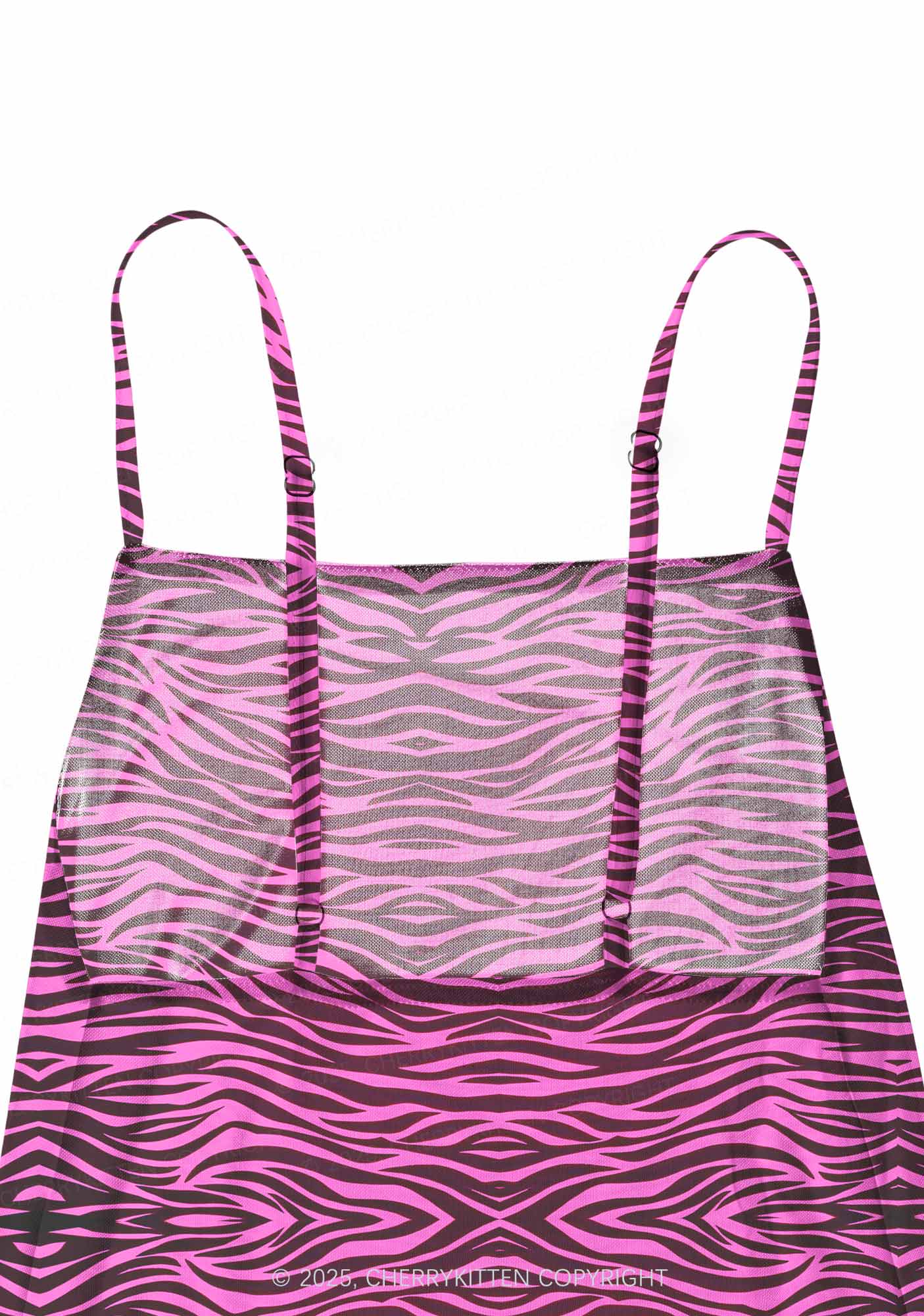 Pink Zebra Y2K Mesh Slip Dress With Scarf Set Cherrykitten - Image 5