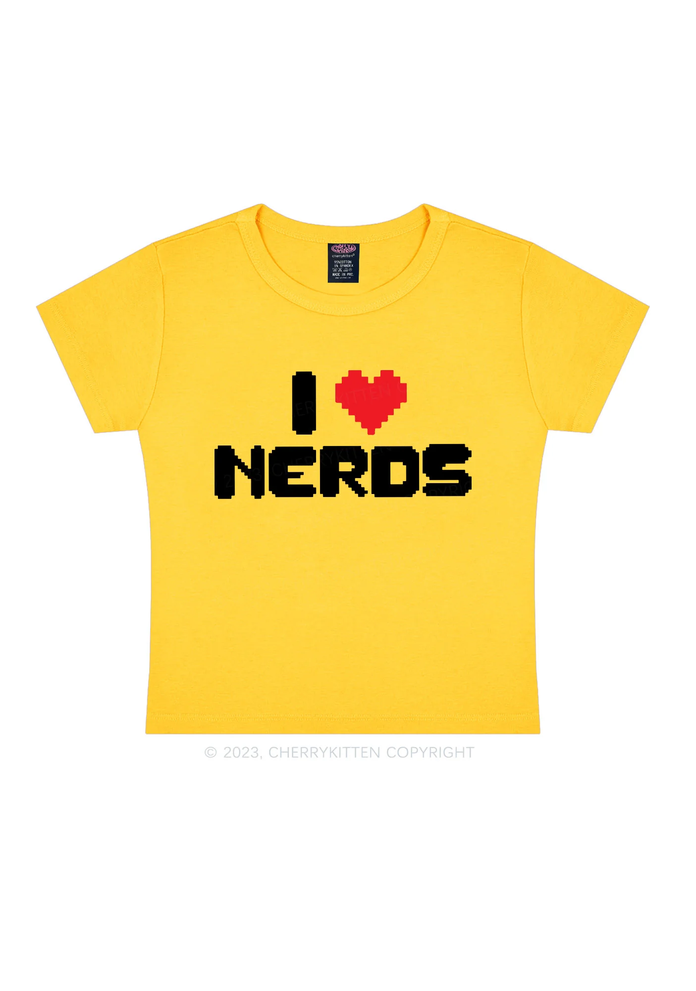 Pixel I Love Nerds Y2K Baby Tee Cherrykitten - Image 3