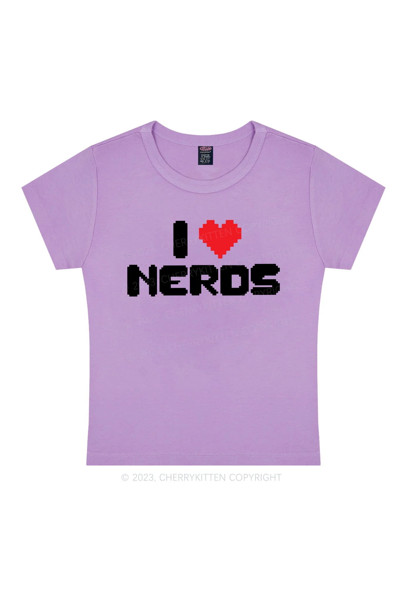 Pixel I Love Nerds Y2K Baby Tee Cherrykitten - Image 5