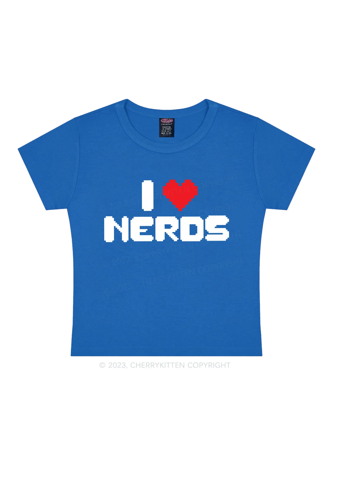 Pixel I Love Nerds Y2K Baby Tee Cherrykitten - Image 6