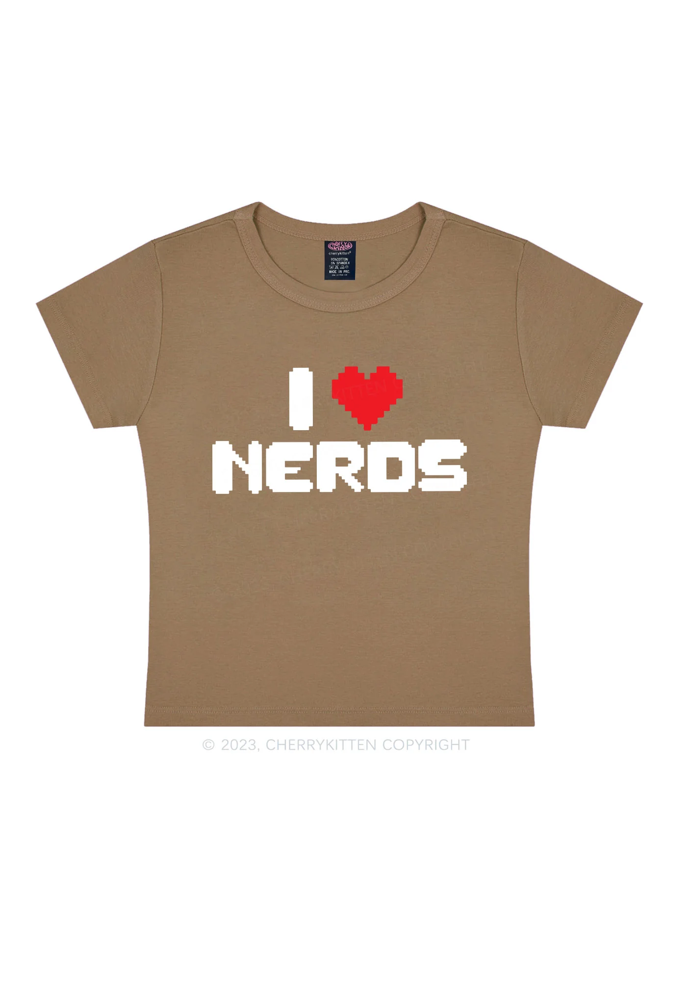 Pixel I Love Nerds Y2K Baby Tee Cherrykitten - Image 7