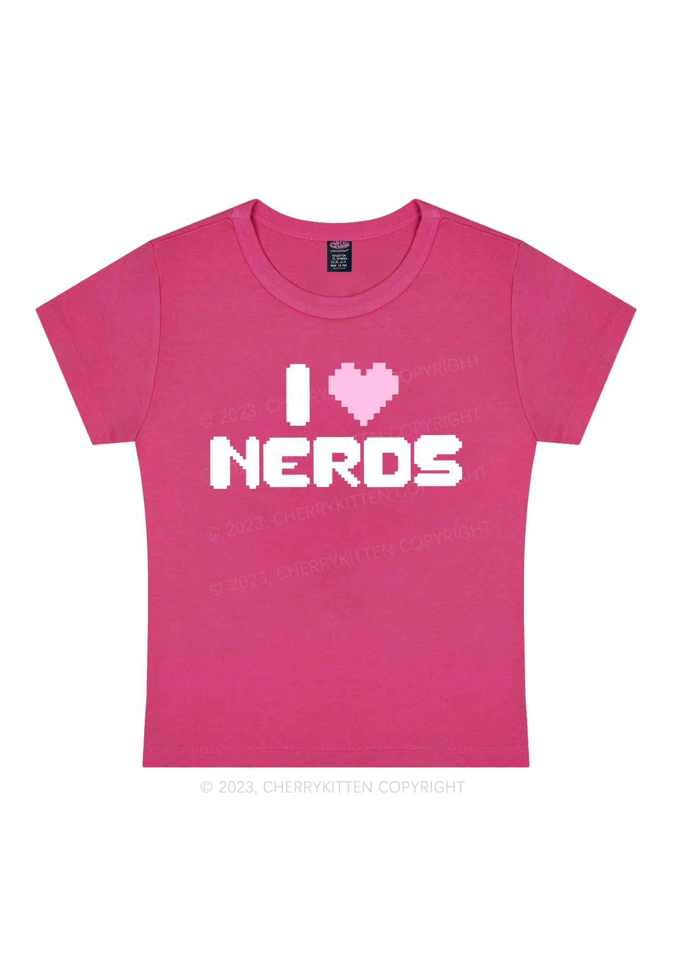 Pixel I Love Nerds Y2K Baby Tee Cherrykitten - Image 8
