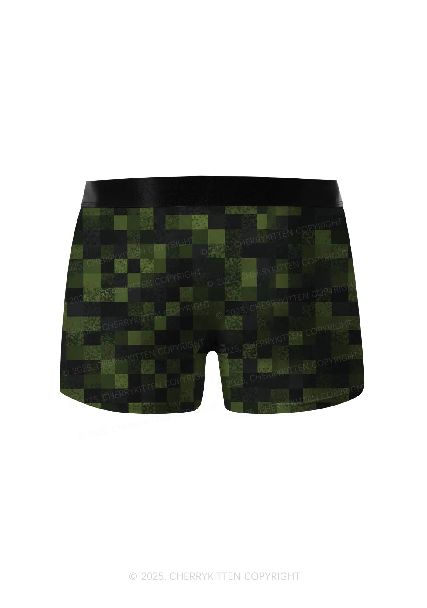 Pixelated Camo Green Y2K Print Men Boxer Briefs Cherrykitten - Image 2