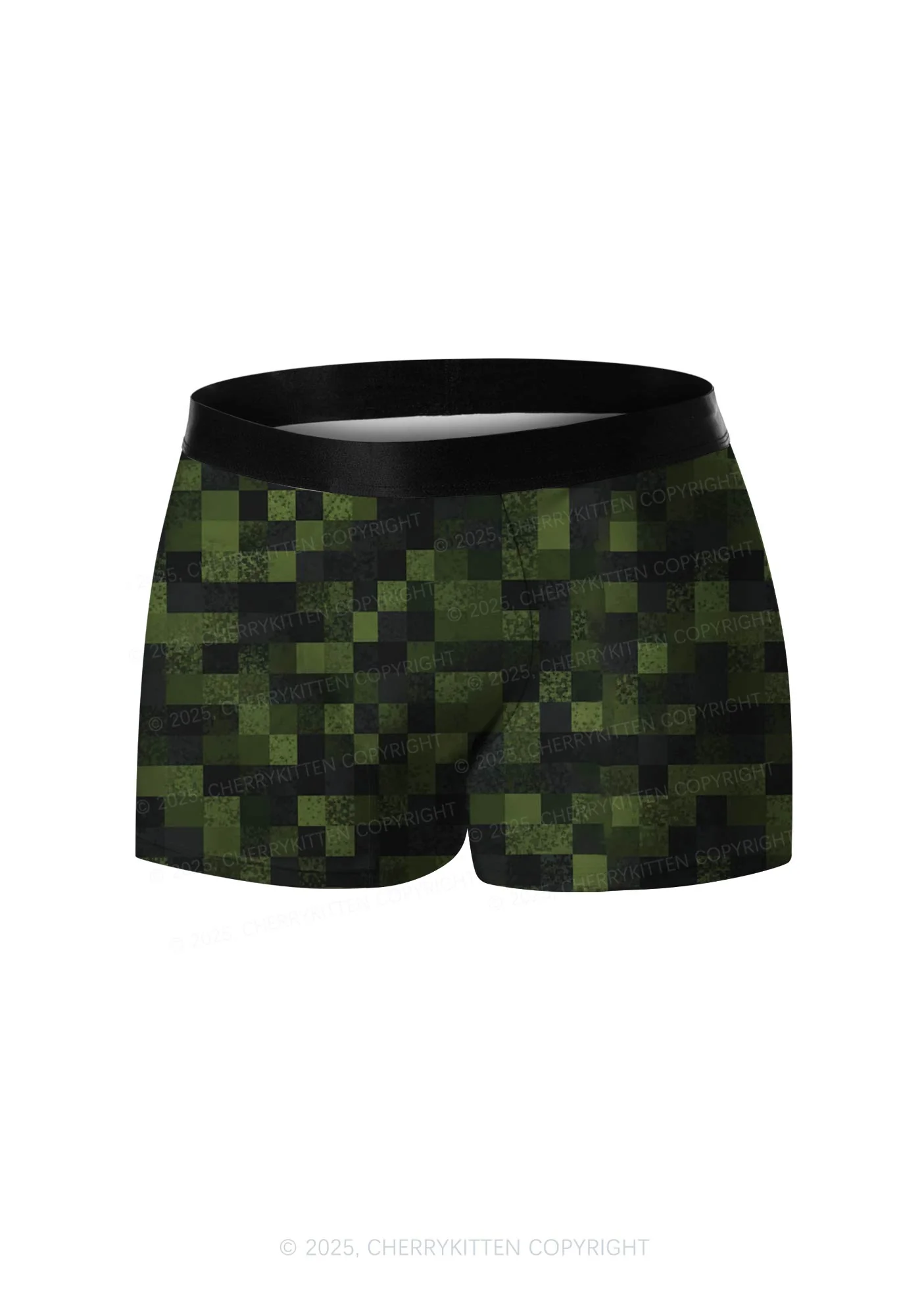 Pixelated Camo Green Y2K Print Men Boxer Briefs Cherrykitten - Image 3