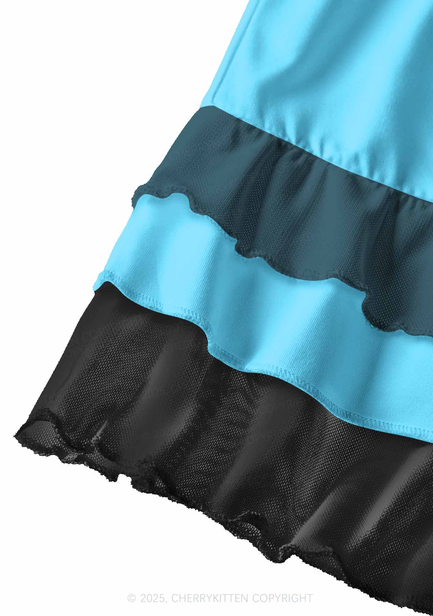 Plain Blue Y2K Print Mini Layered Skirt Cherrykitten - Image 2