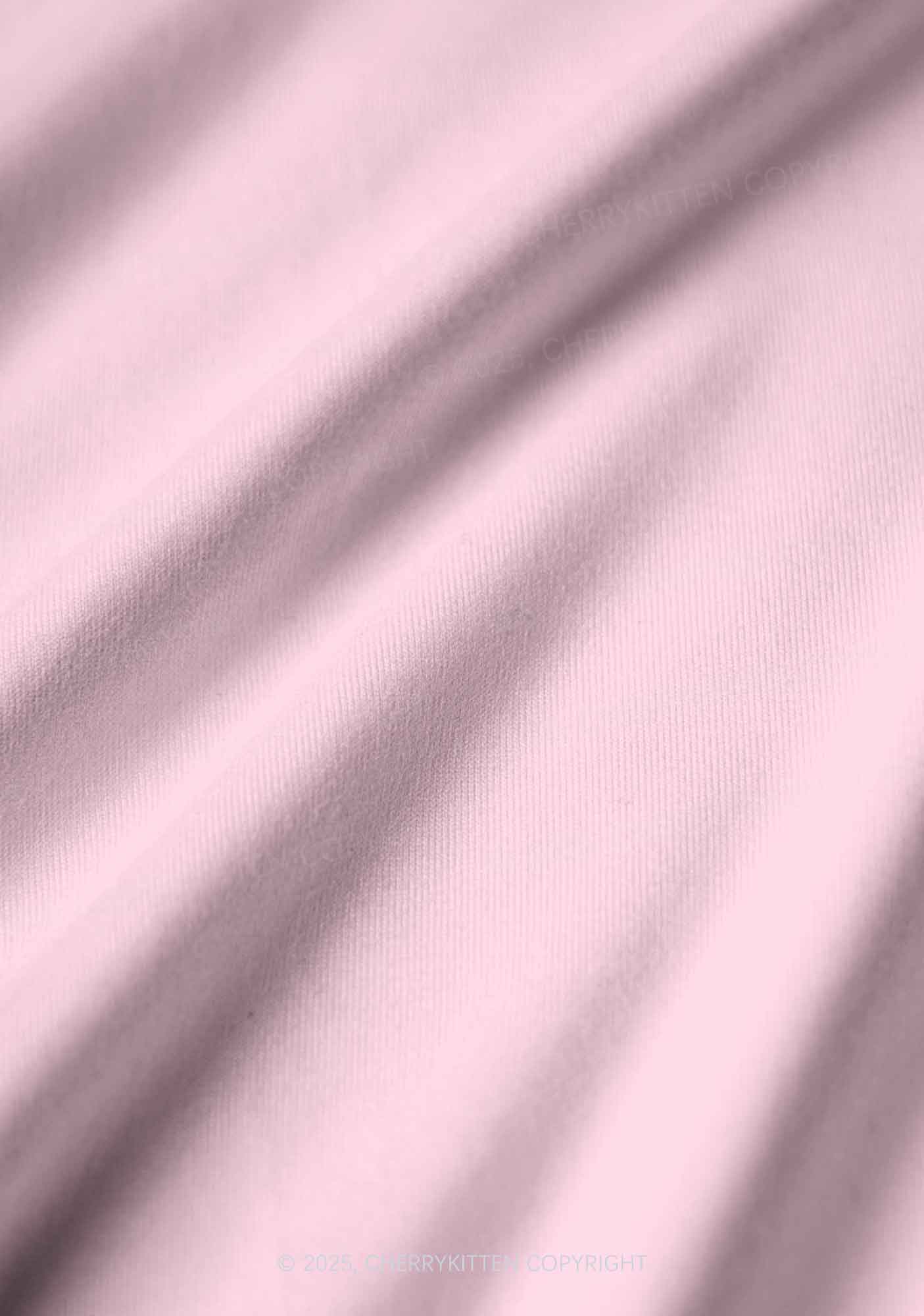 Plain Light Pink Y2K Print Long Sleeve Pajama Set Cherrykitten - Image 3