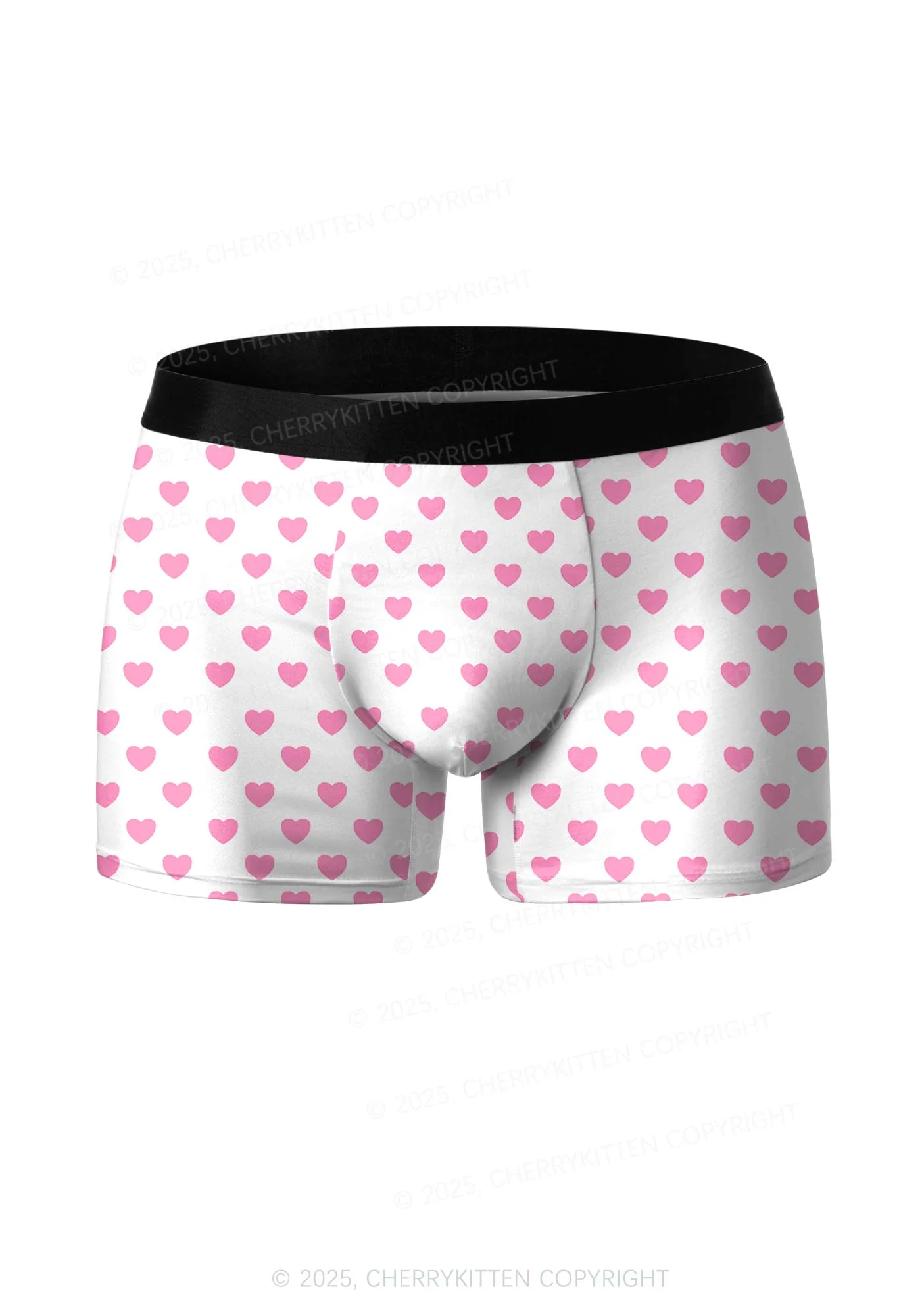 Plain Pink Heart Valentine's Day Y2K Print Couples Boxer Briefs Set Cherrykitten - Image 2
