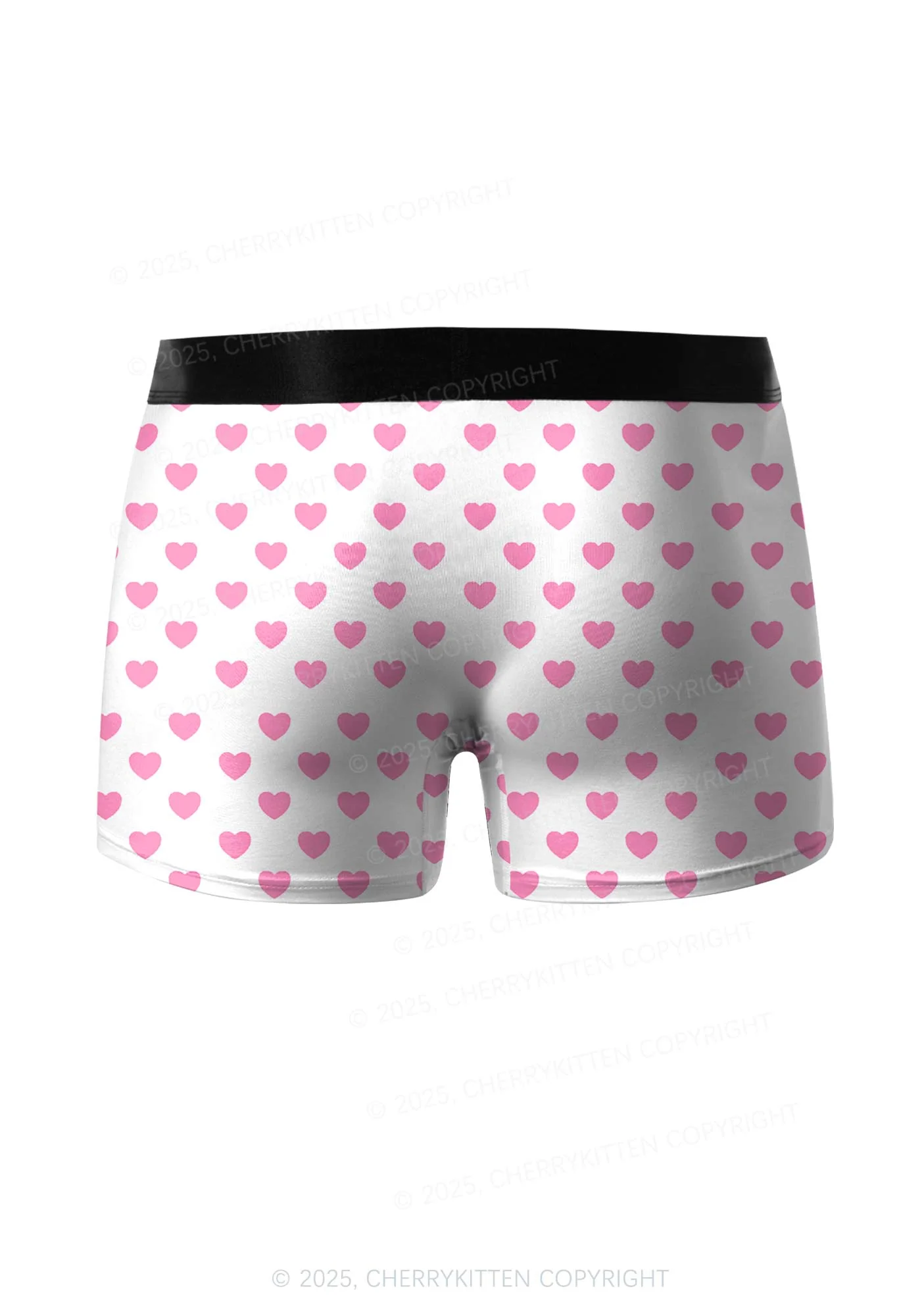 Plain Pink Heart Valentine's Day Y2K Print Couples Boxer Briefs Set Cherrykitten - Image 3