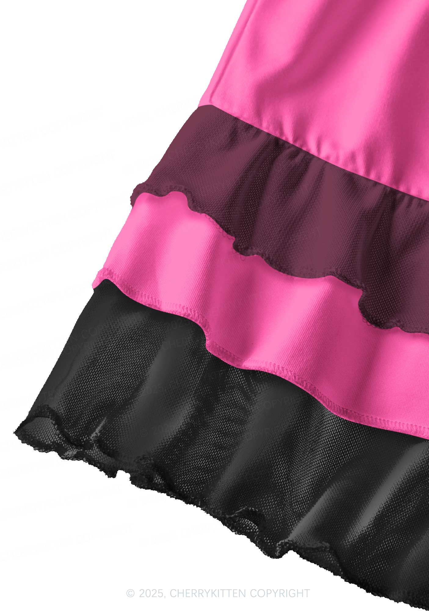 Plain Pink Y2K Print Mini Layered Skirt Cherrykitten - Image 2