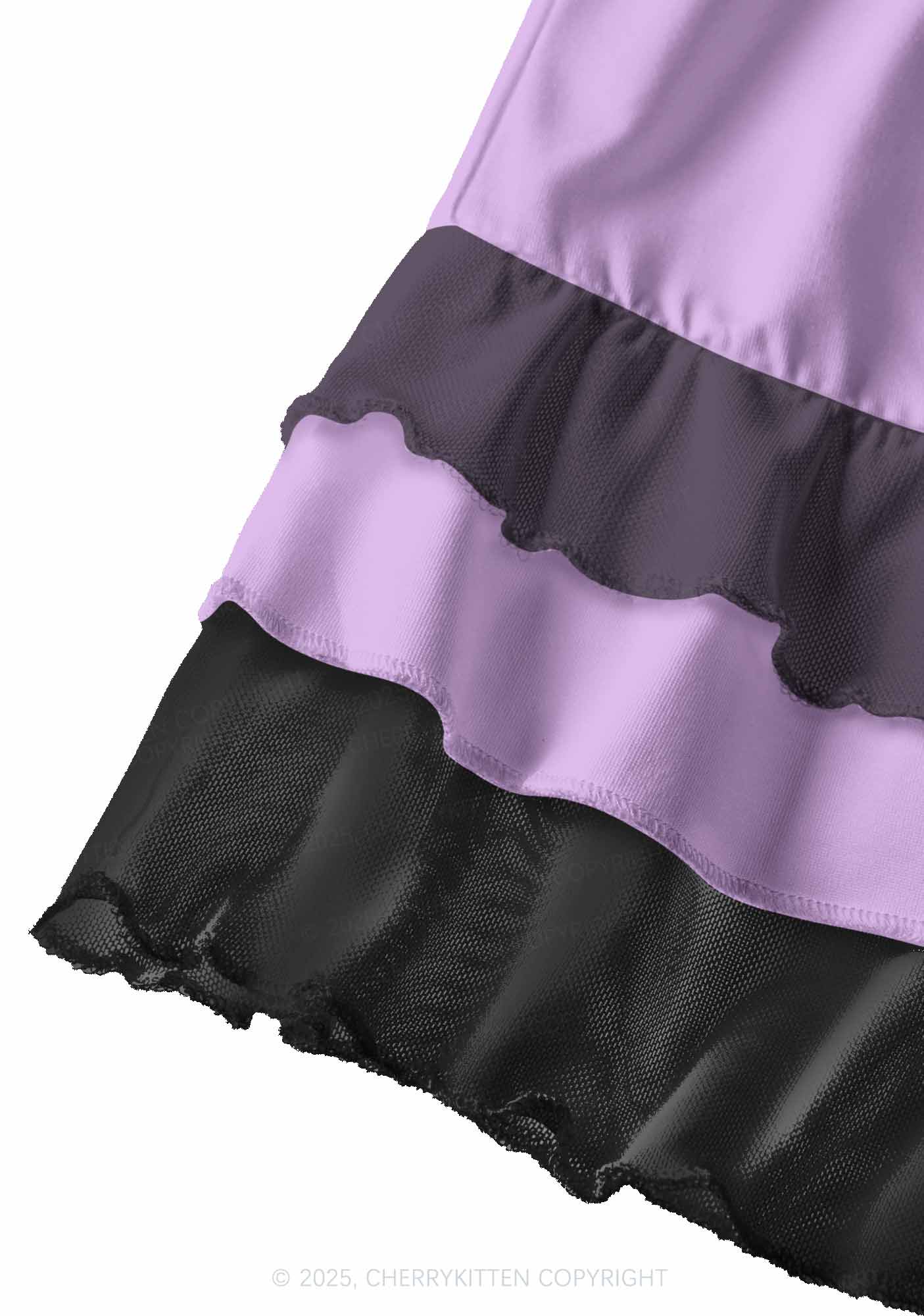 Plain Purple Y2K Print Mini Layered Skirt Cherrykitten - Image 2