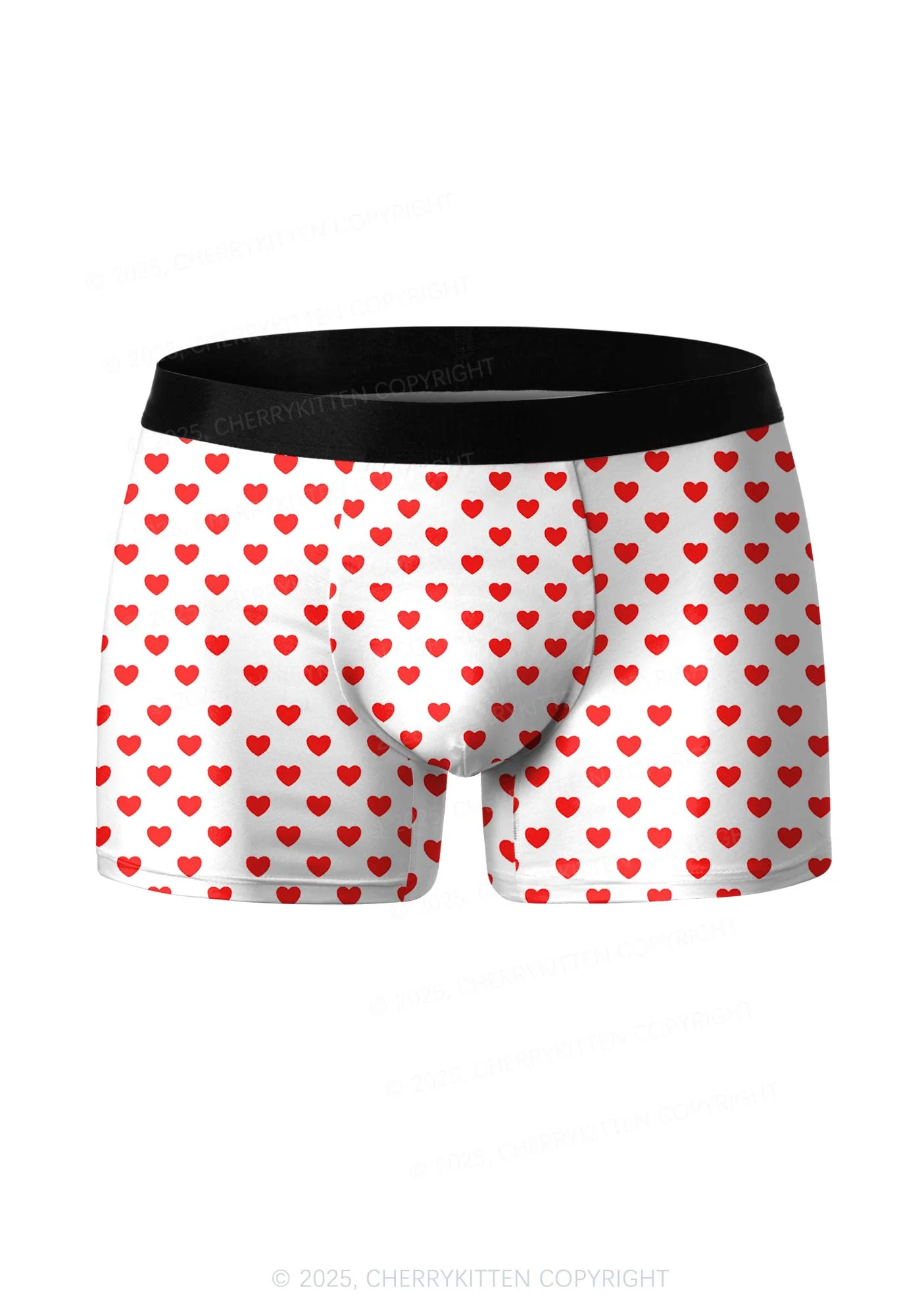 Plain Red Heart Valentine's Day Y2K Print Couples Boxer Briefs Set Cherrykitten - Image 2
