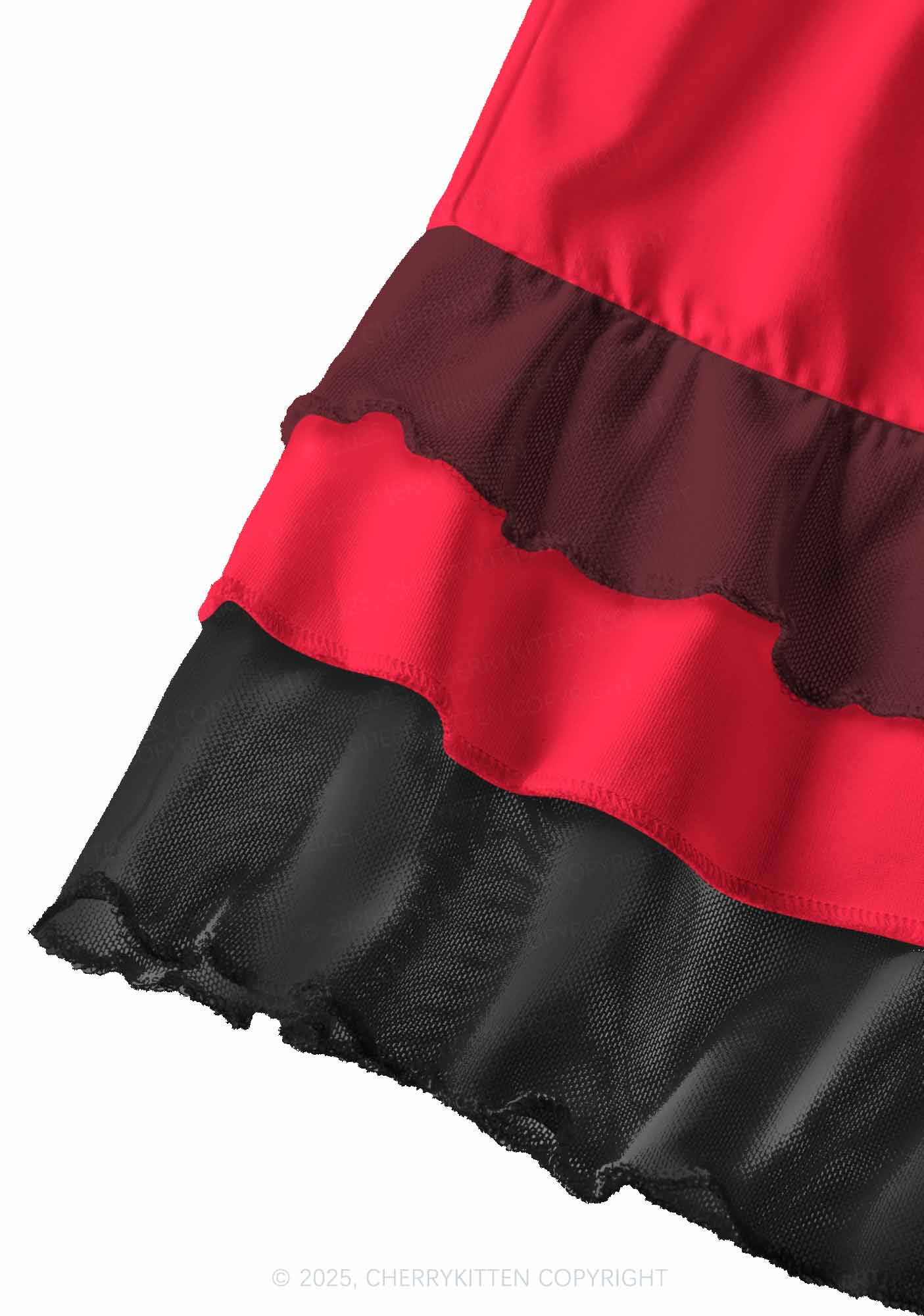 Plain Red Y2K Print Mini Layered Skirt Cherrykitten - Image 2