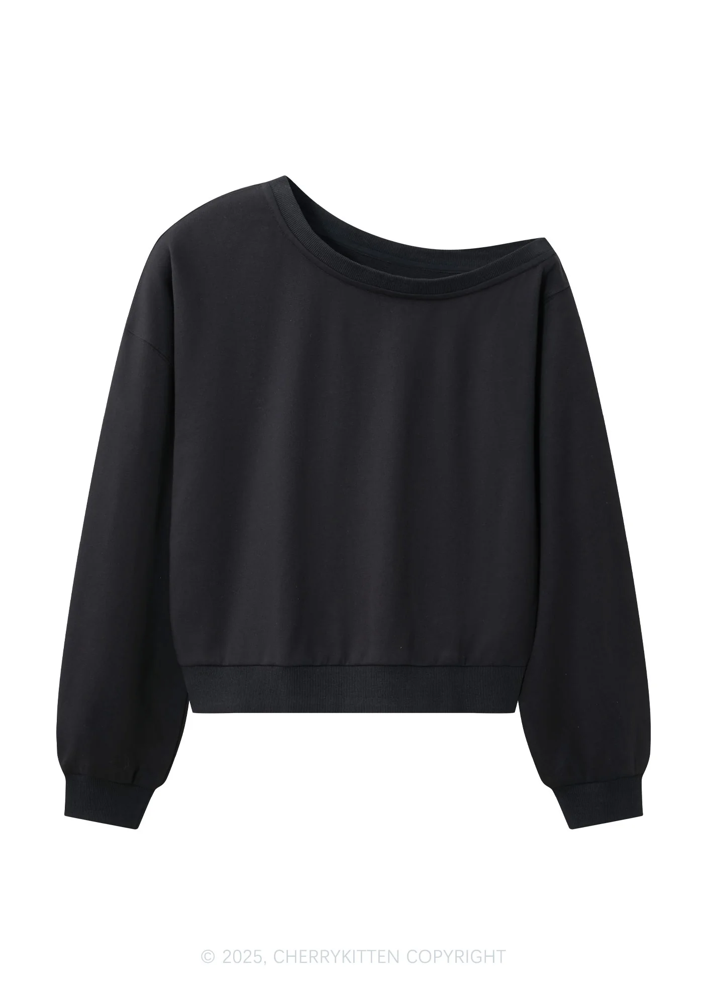 Plain Y2K Off Shoulder Sweatshirts Cherrykitten - Image 3