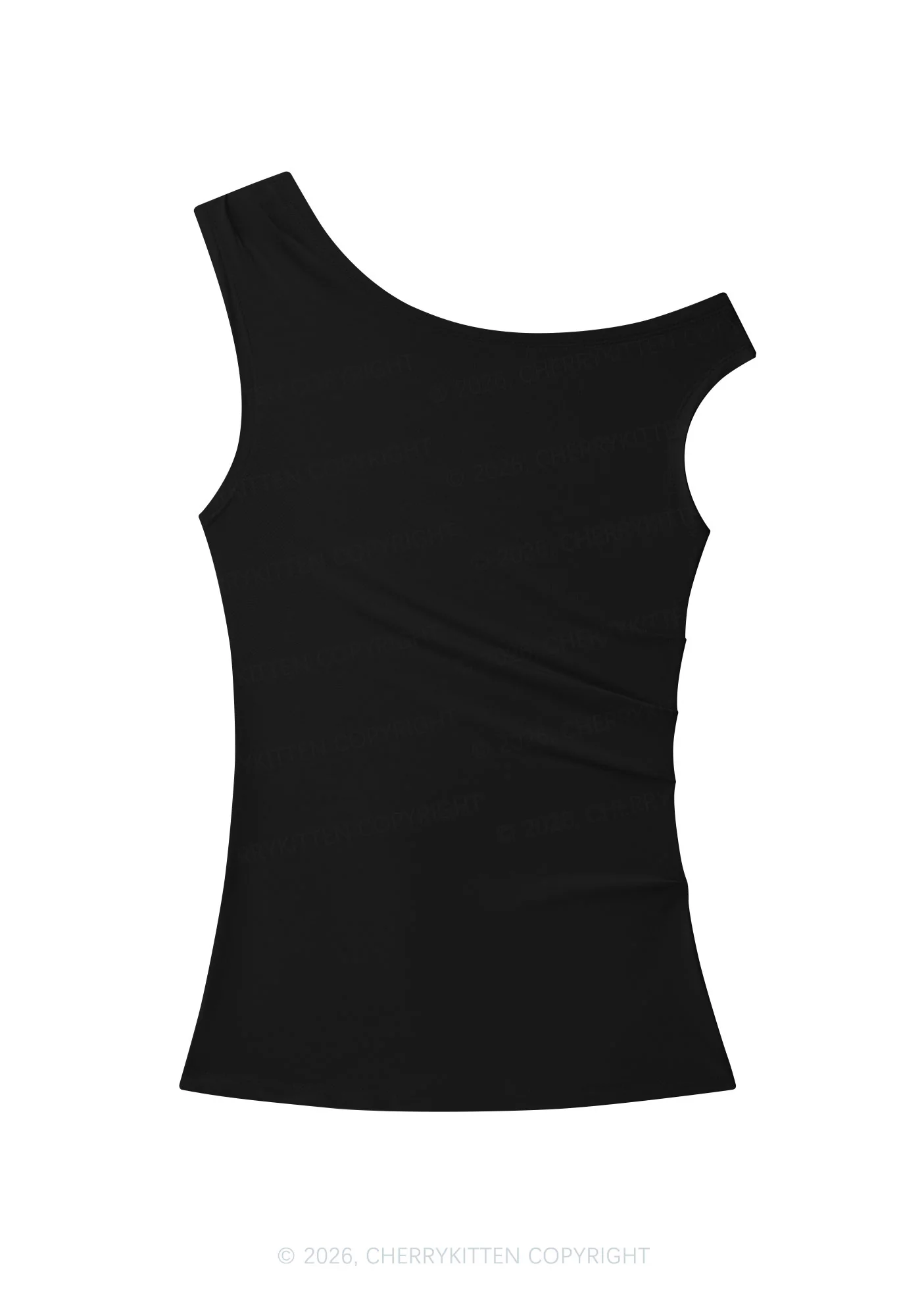 Plain Y2K Off Shoulder Tank Top Cherrykitten - Image 2