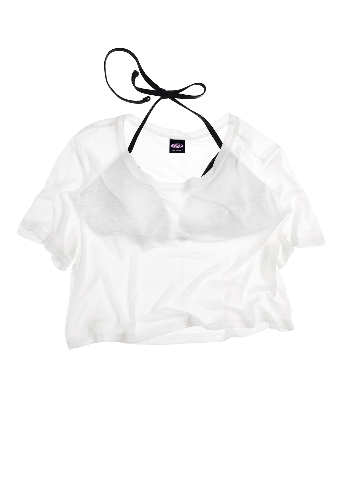 Plain Y2K Sheer Crop Tee Cherrykitten - Image 2
