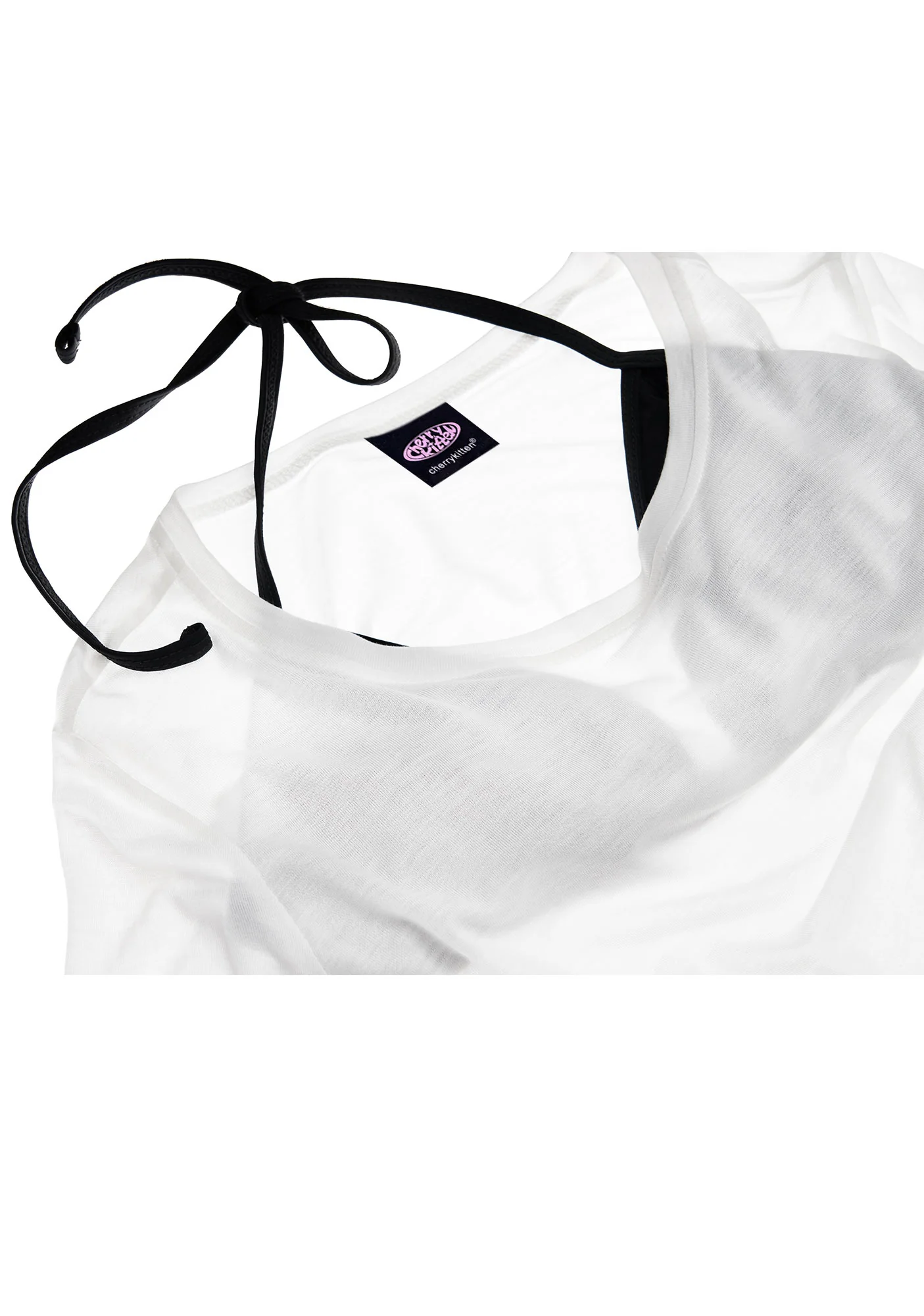 Plain Y2K Sheer Crop Tee Cherrykitten - Image 3
