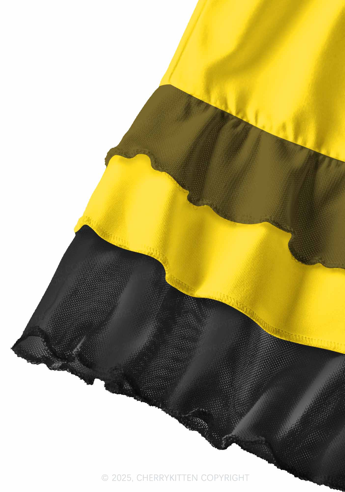 Plain Yellow Y2K Print Mini Layered Skirt Cherrykitten - Image 2