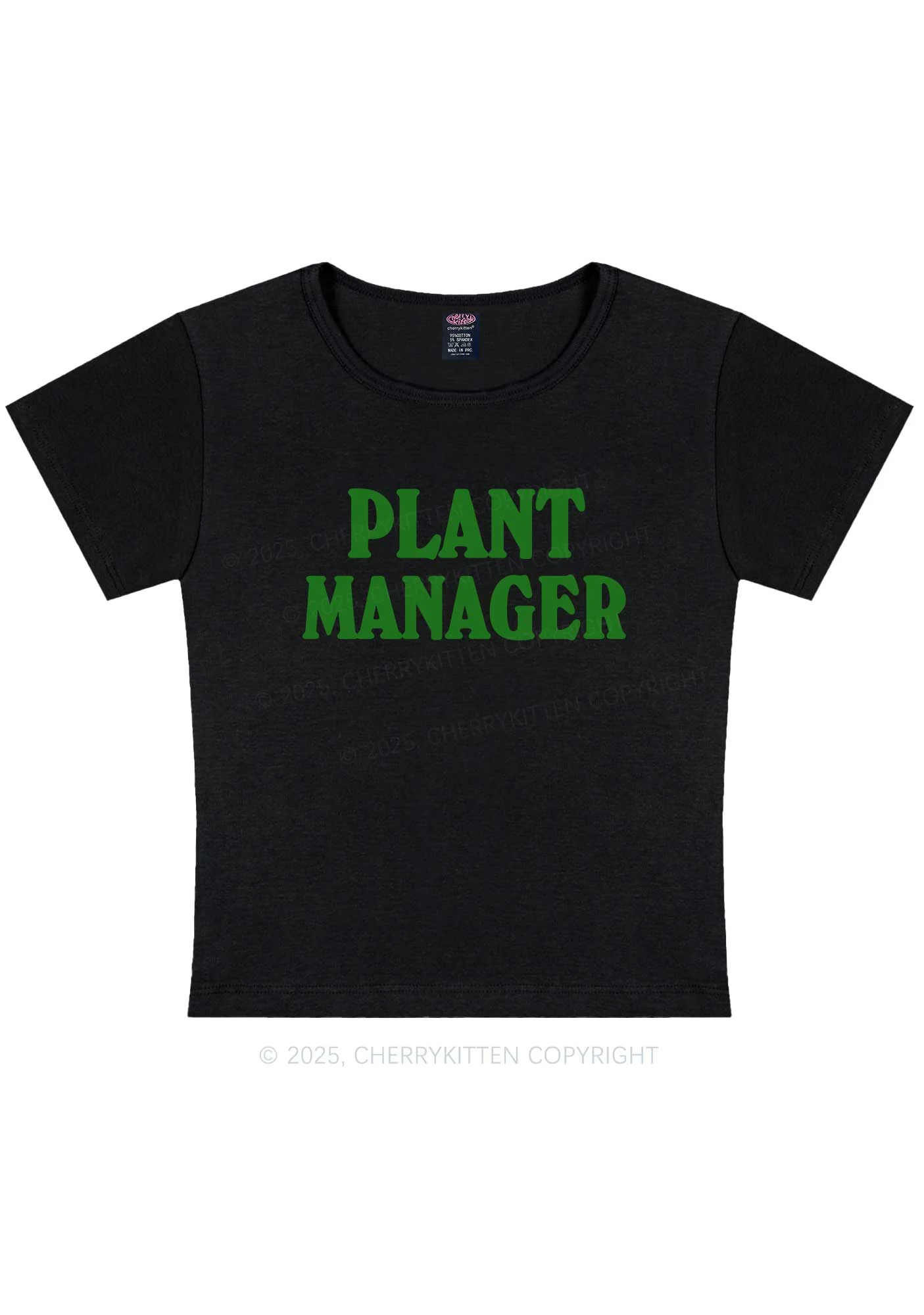 Plant Manager Y2K Baby Tee Cherrykitten - Image 4
