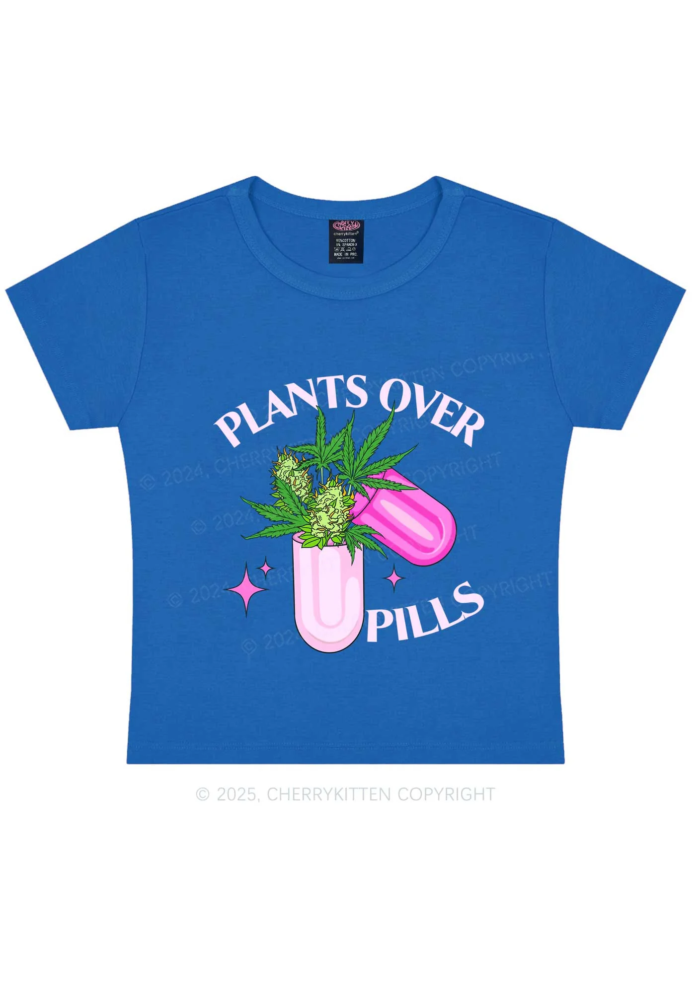 Plants Over Pills Y2K Baby Tee Cherrykitten - Image 8