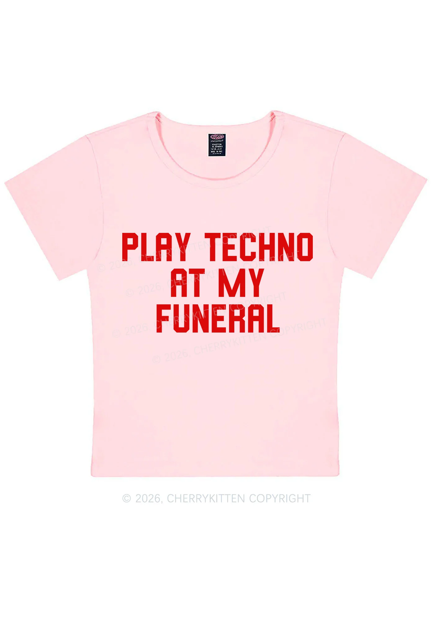 Play Techno At My Funeral Y2K Baby Tee Cherrykitten - Image 10