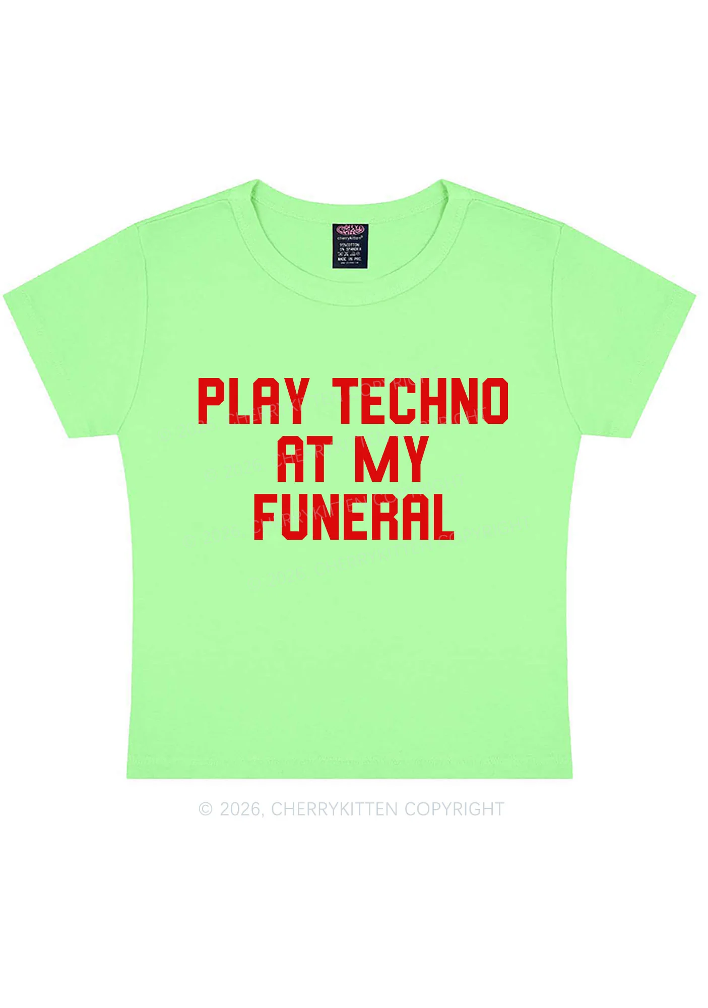 Play Techno At My Funeral Y2K Baby Tee Cherrykitten - Image 11