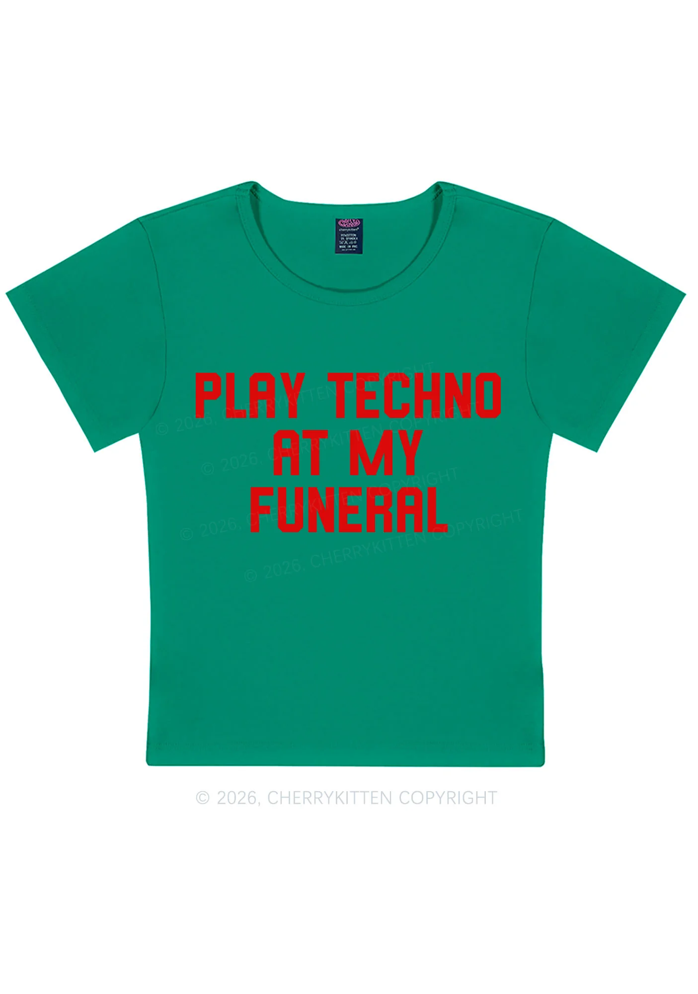 Play Techno At My Funeral Y2K Baby Tee Cherrykitten - Image 12