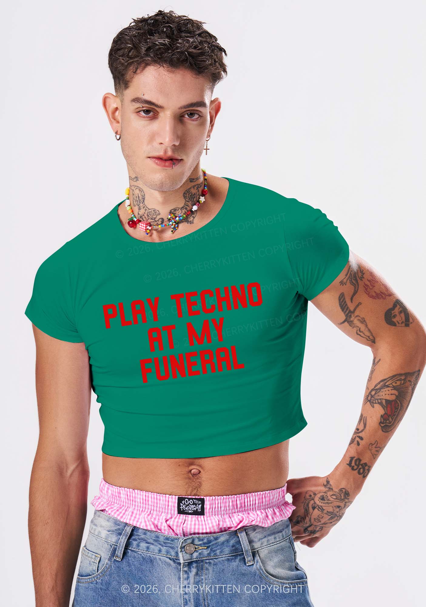 Play Techno At My Funeral Y2K Baby Tee Cherrykitten - Image 2