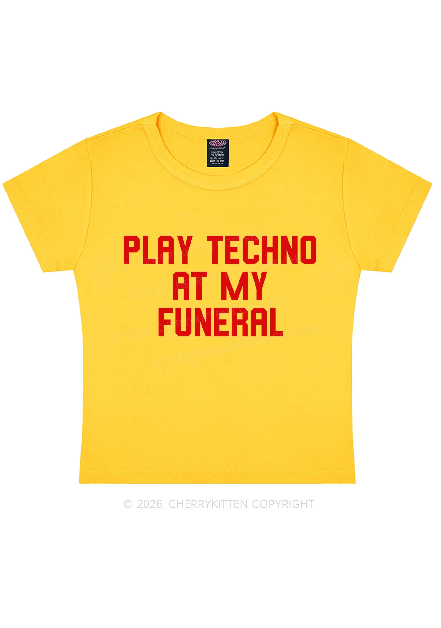 Play Techno At My Funeral Y2K Baby Tee Cherrykitten - Image 4