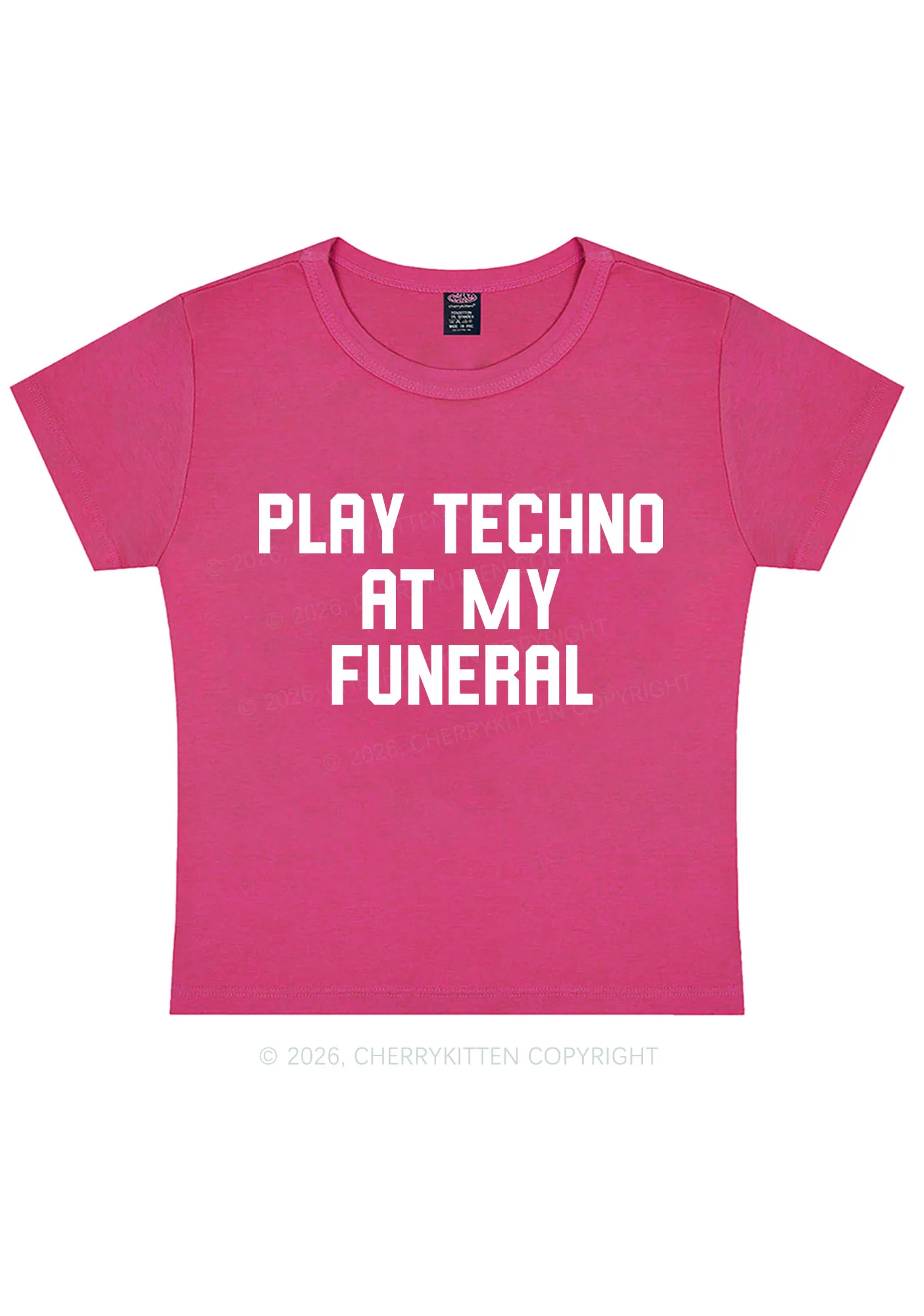 Play Techno At My Funeral Y2K Baby Tee Cherrykitten - Image 6