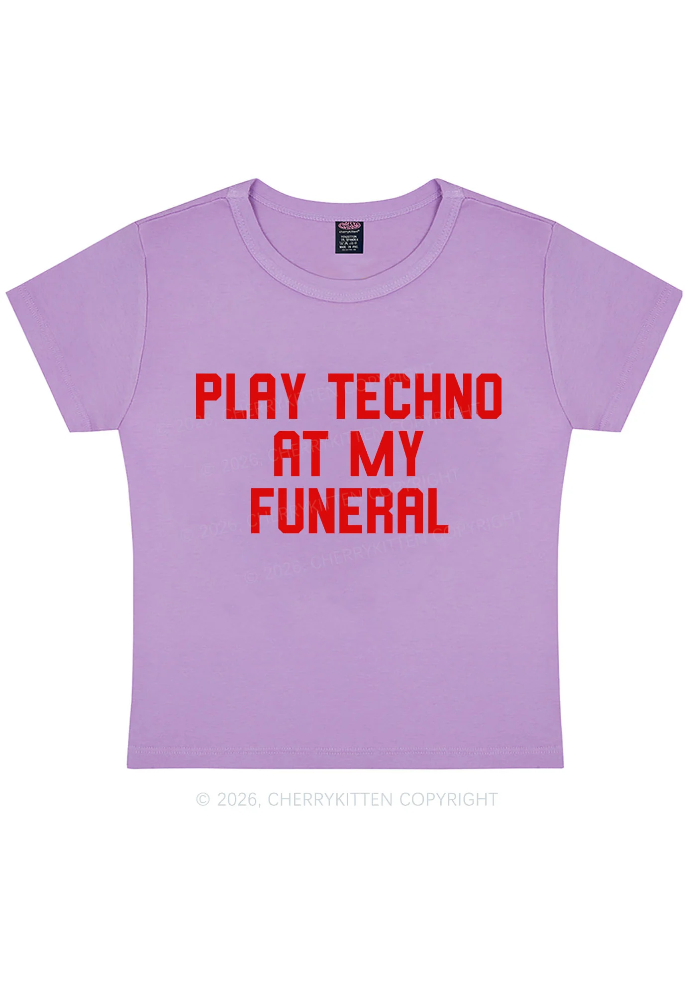 Play Techno At My Funeral Y2K Baby Tee Cherrykitten - Image 7