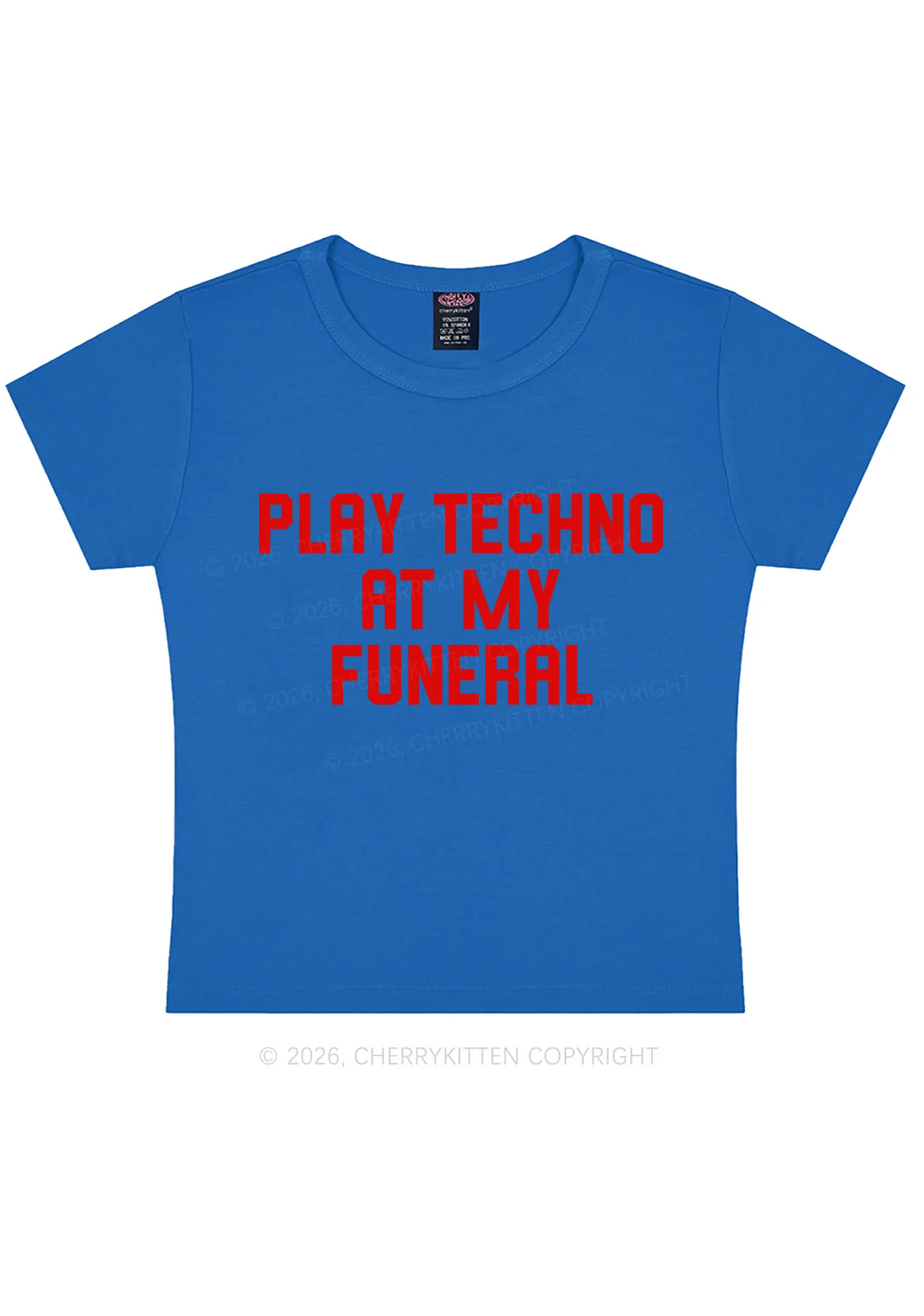 Play Techno At My Funeral Y2K Baby Tee Cherrykitten - Image 8