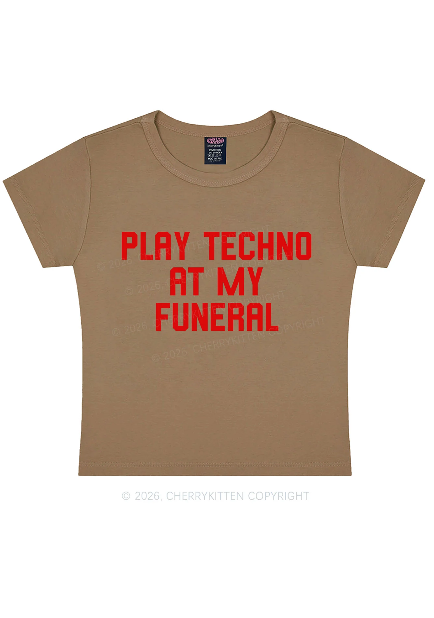 Play Techno At My Funeral Y2K Baby Tee Cherrykitten - Image 9