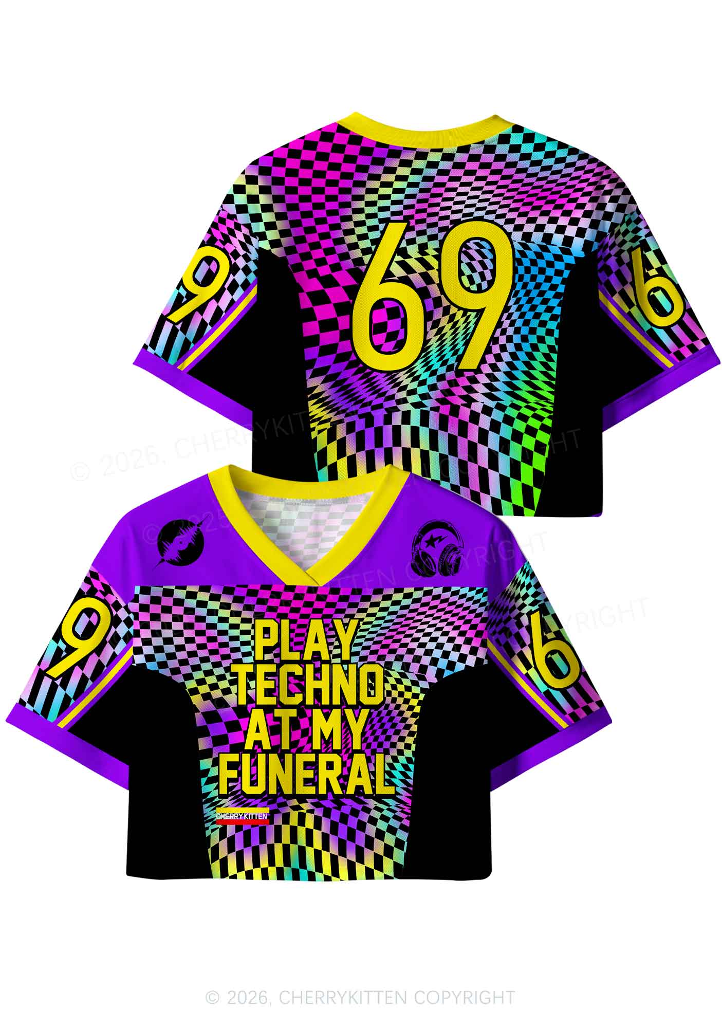 Play Techno At My Funeral Y2K Crop Sport Jersey Shirts Cherrykitten - Image 5