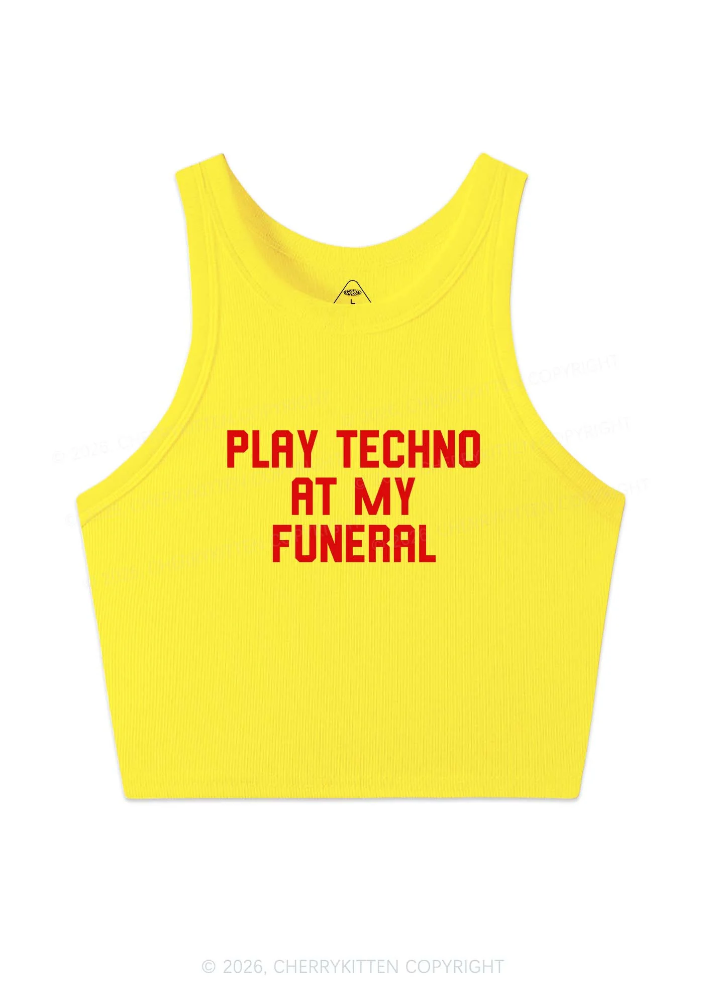 Play Techno At My Funeral Y2K Crop Tank Top Cherrykitten - Image 4
