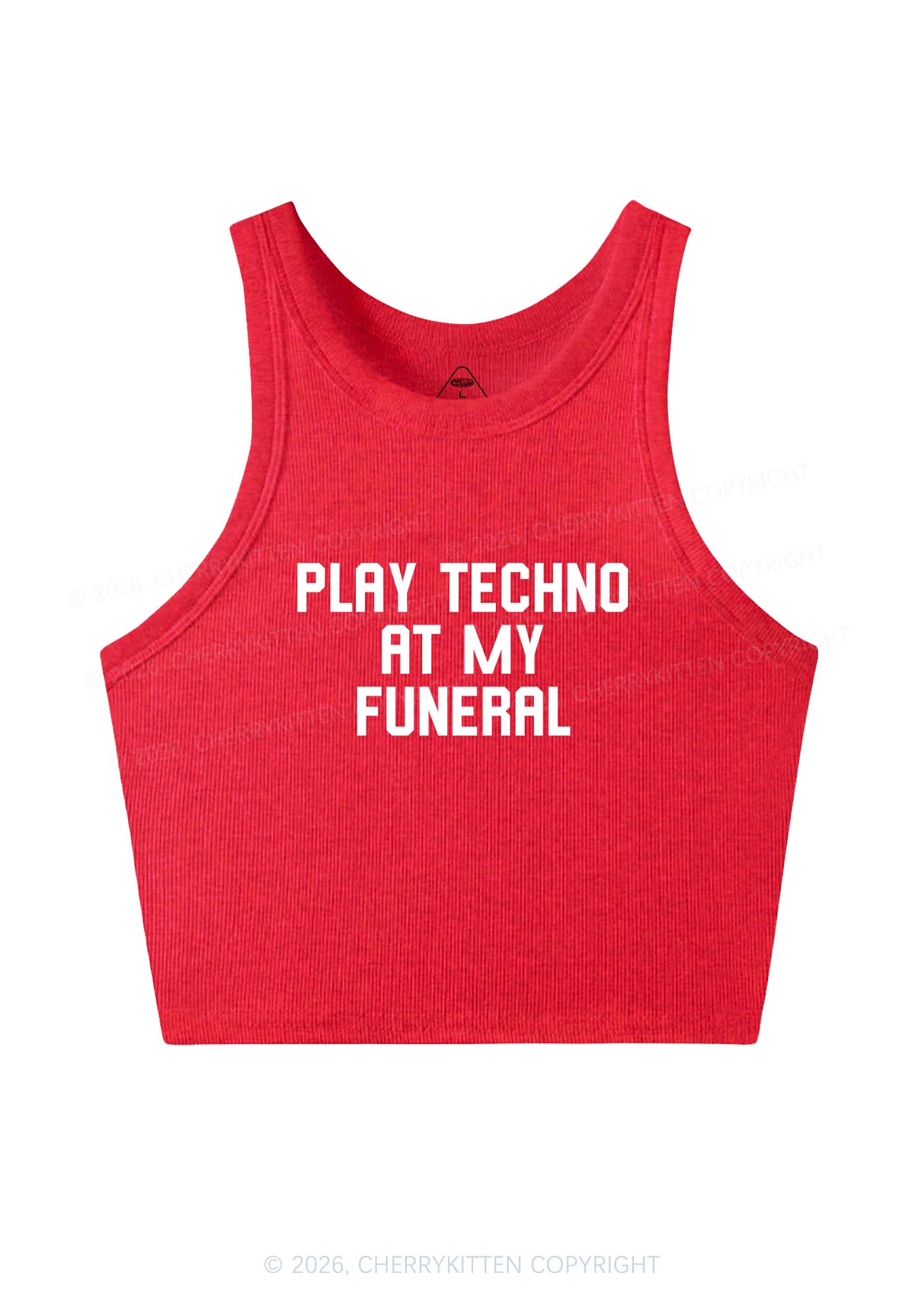 Play Techno At My Funeral Y2K Crop Tank Top Cherrykitten - Image 5
